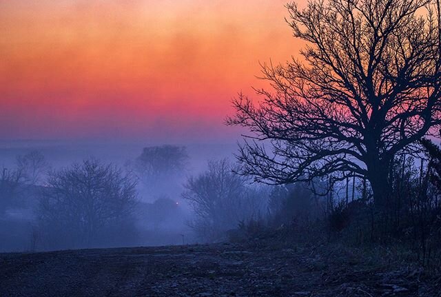 A lonely limestone road leads into the fire-scorched plains, its rolling hills cloaked in smoke, the sunset sky swept in soot. The springtime ritual of scorched earth and rebirth.