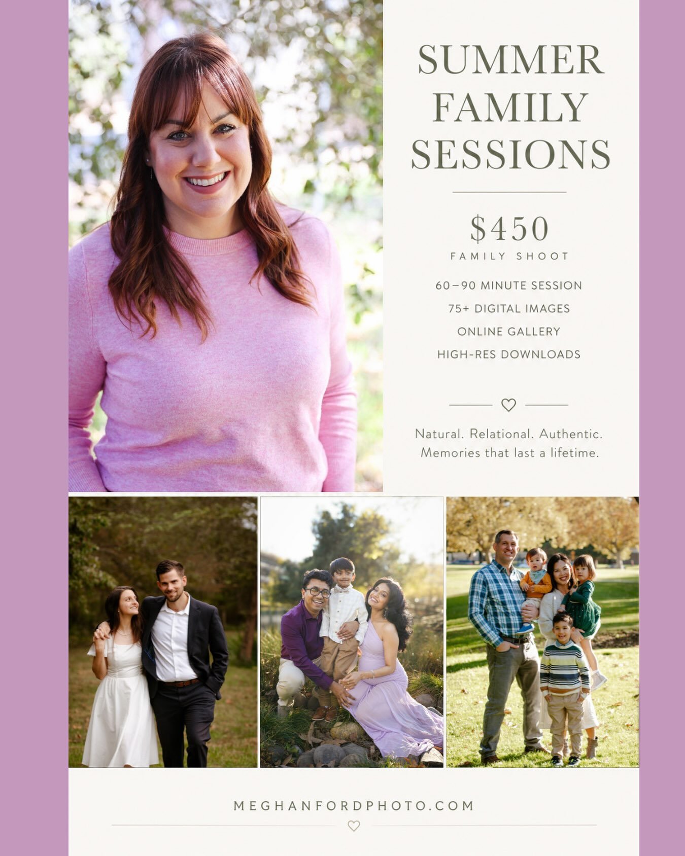 Summer light. Real laughter. Little ones who won&rsquo;t stay little forever.

This season is made for family sessions: natural, relaxed, full of the moments that actually feel like you. I&rsquo;d love to work with you and your family.

Summer Family