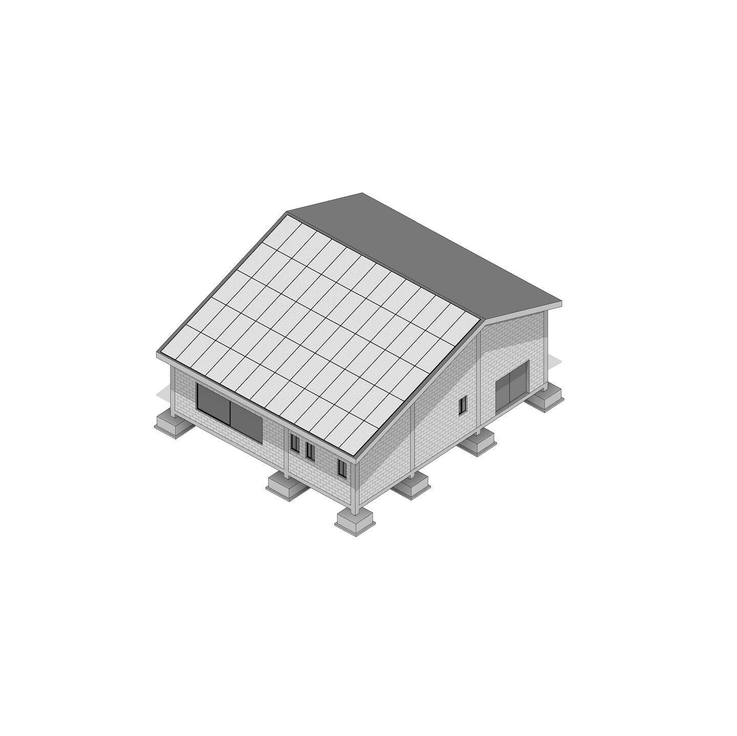 Partes de un todo.
Construcci&oacute;n Virtual de plantas de tratamiento de aguas residuales y sus edificaciones.

Cuarto de control y equipos, su caracter&iacute;stica cubierta contiene la instalaci&oacute;n de m&uacute;ltiples paneles solares, los 