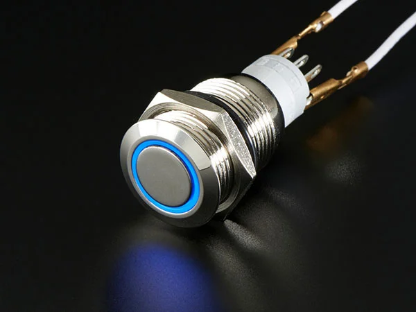 Blue button. I’ll be using all 4 avalible colors: Blue, White, Red, and Green. Pic via Adafruit .