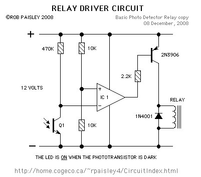 Photo Detector Circuit. Schematic by Rob Paisley, used with permission.