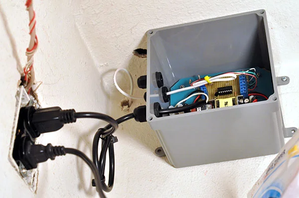 Control box mounted in the closet and plugged in.