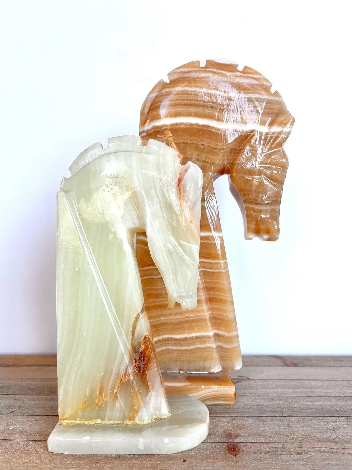 Two single vintage onyx bookends in varying sizes and colors. Heading to my Old Crows booth.