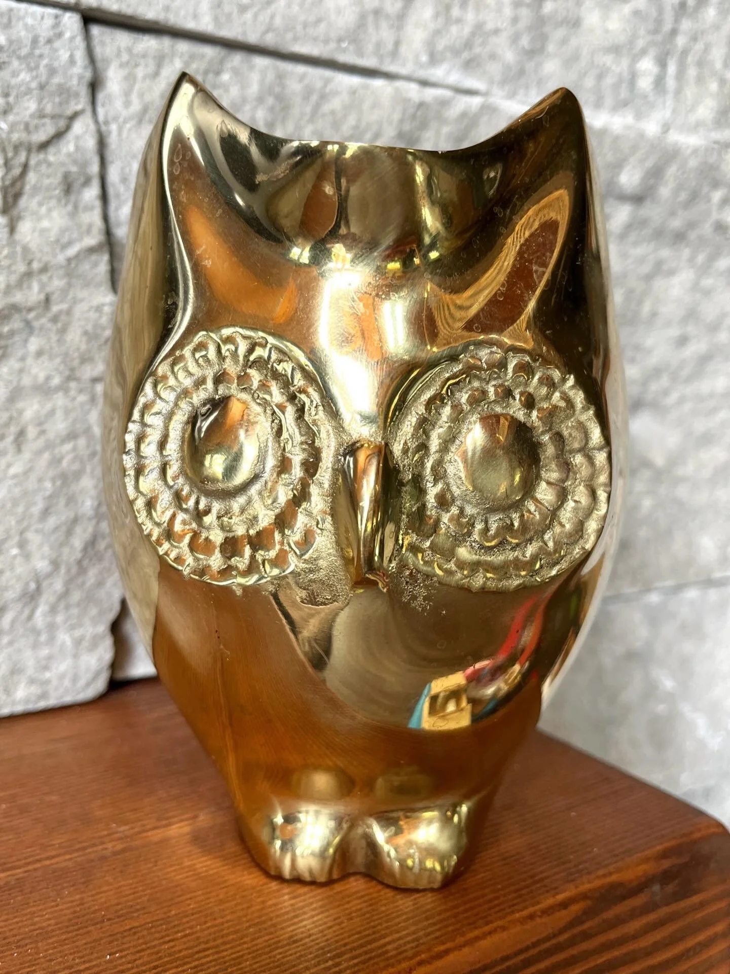 Vintage brass owl vase or planter. Available in my online shop. Link in bio.