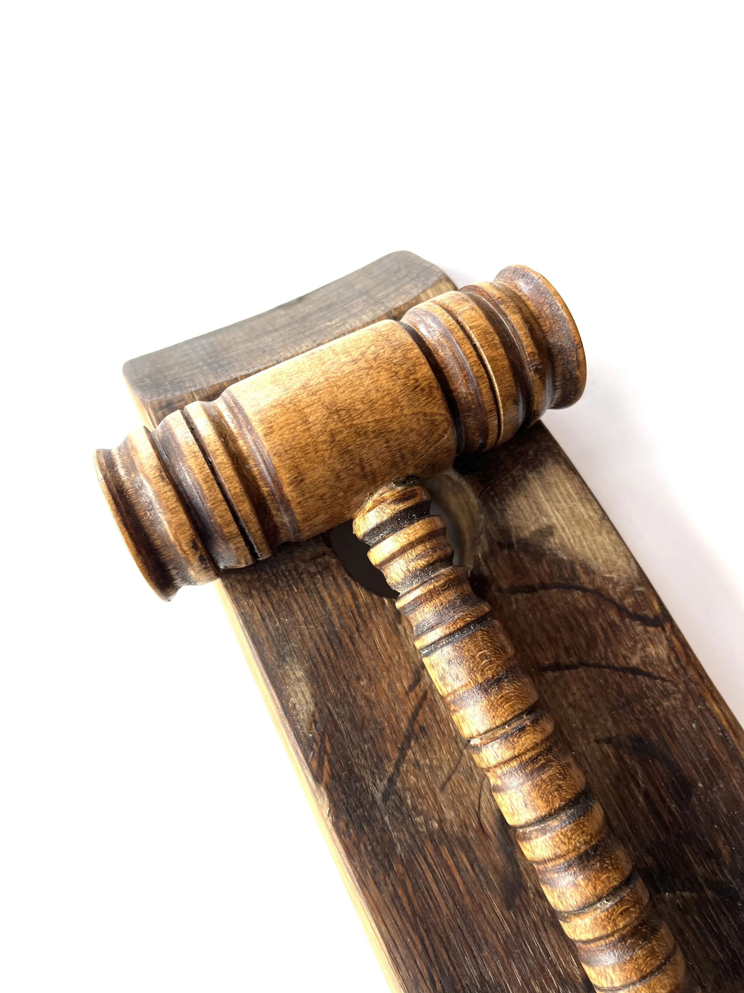 Vintage Turned Wood Gavel and Sounding Block