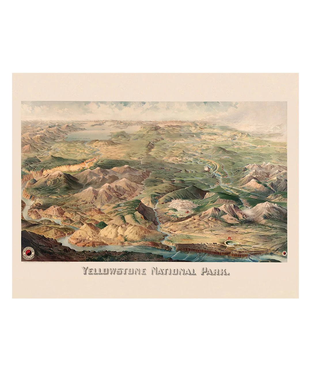 Vintage Yellowstone Birds Eye View Print