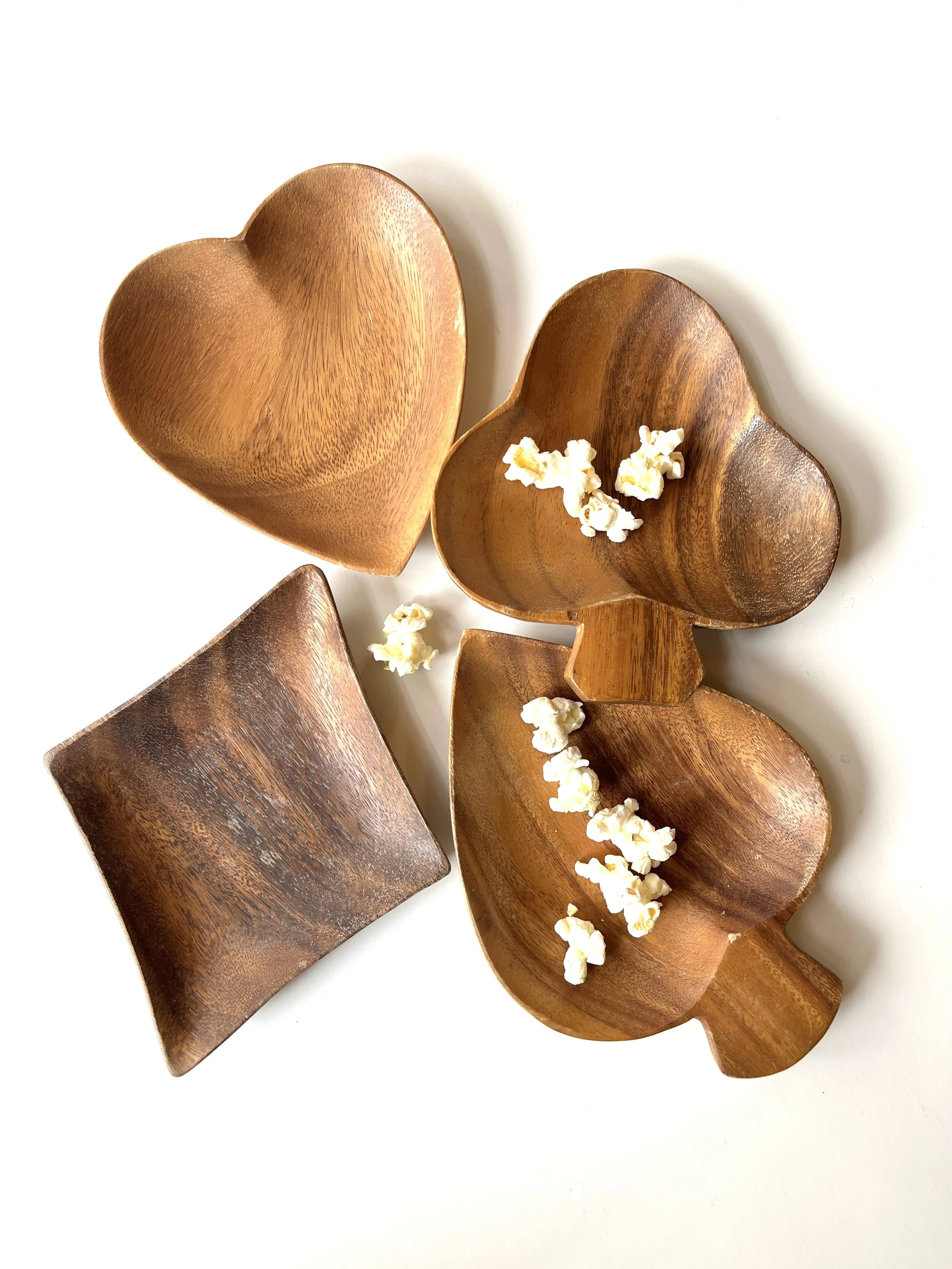 Vintage Wooden Card Suit Dishes