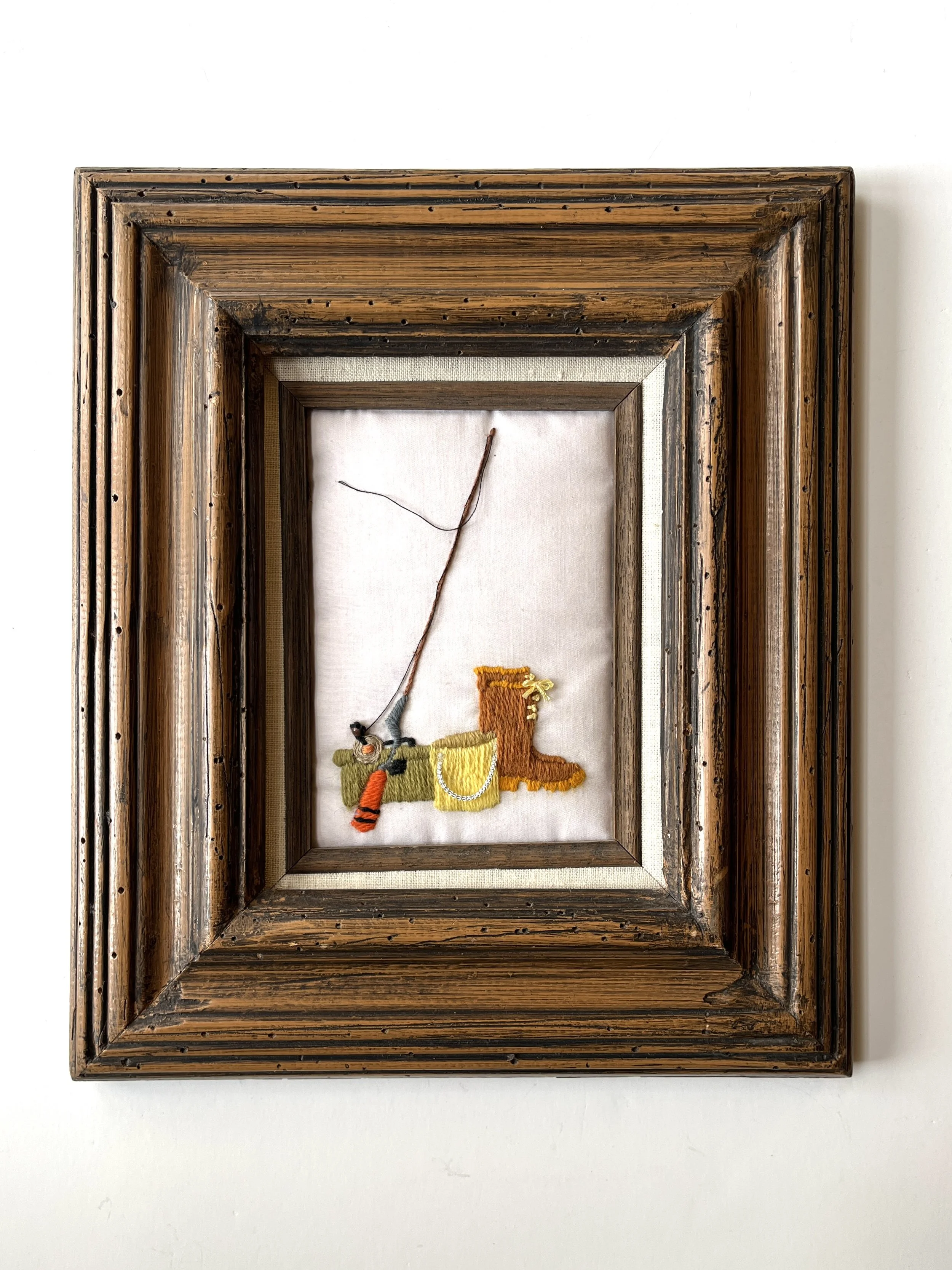 Vintage Fishing Crewel Needlepoint