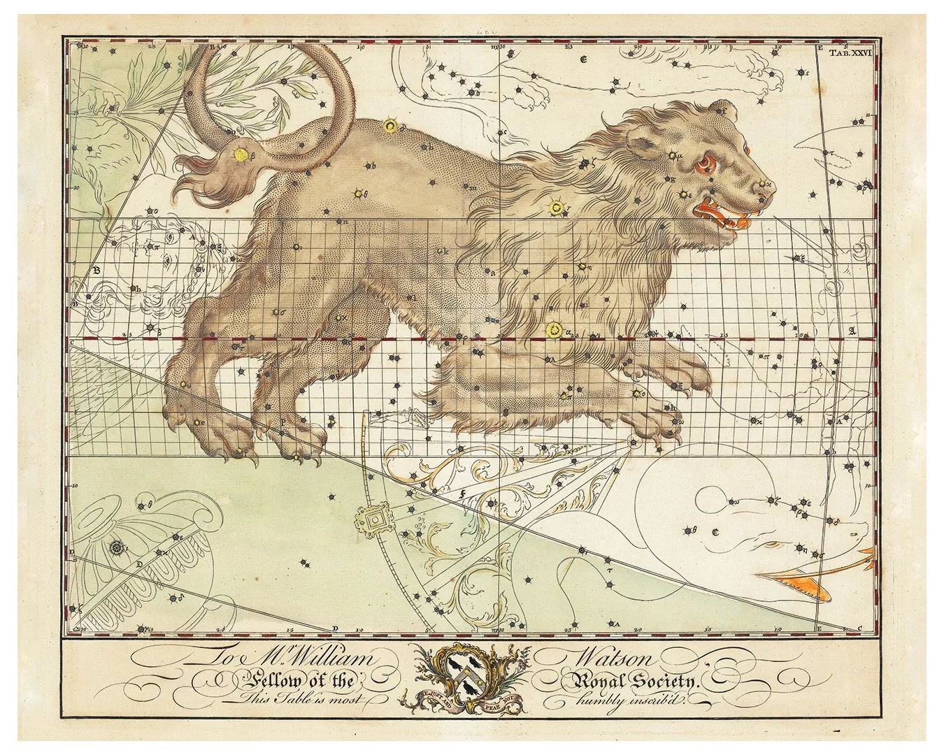 Antique Celestial Map Leo Constellation Zodiac Print