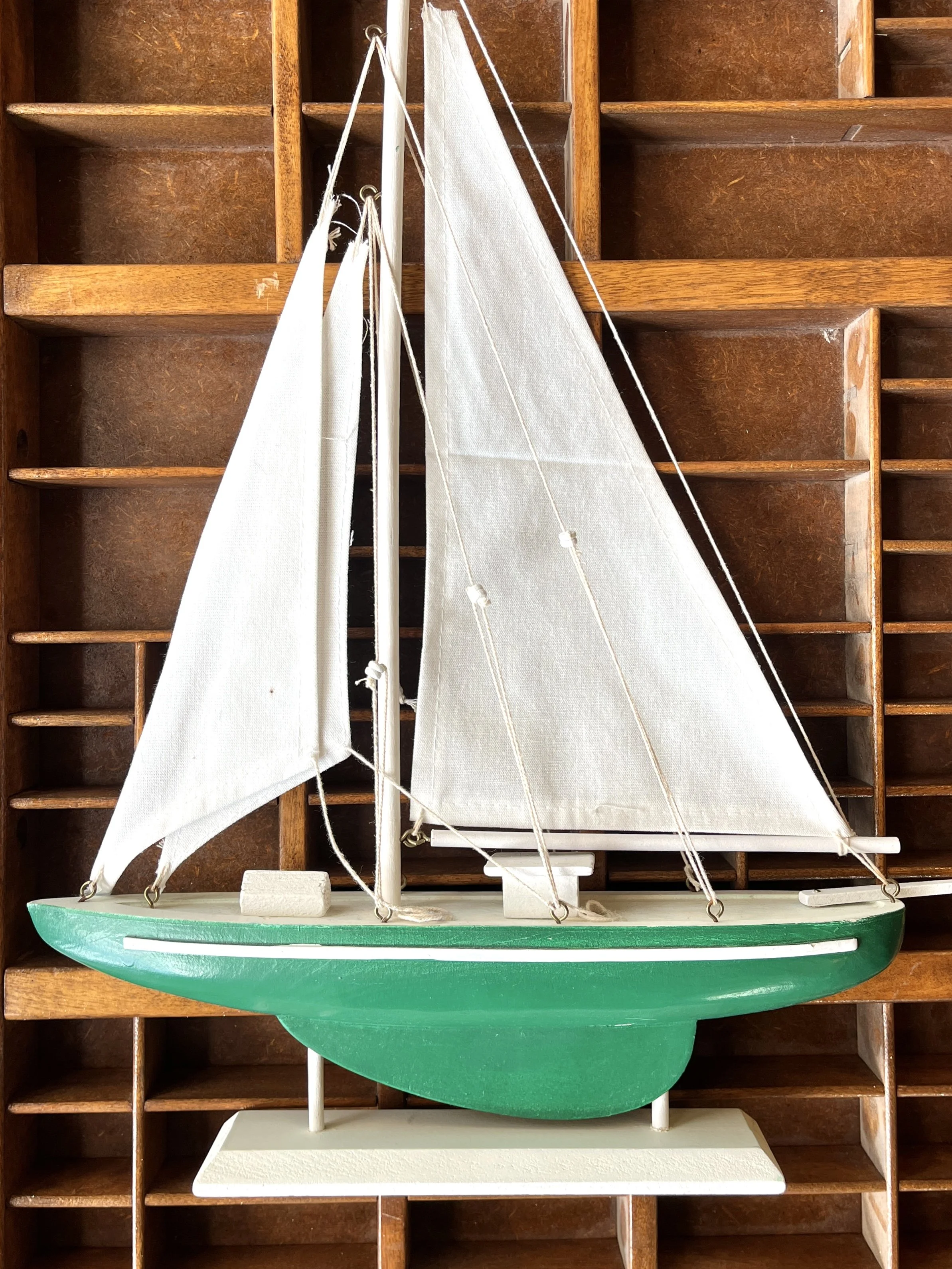 Vintage Green Boat Model