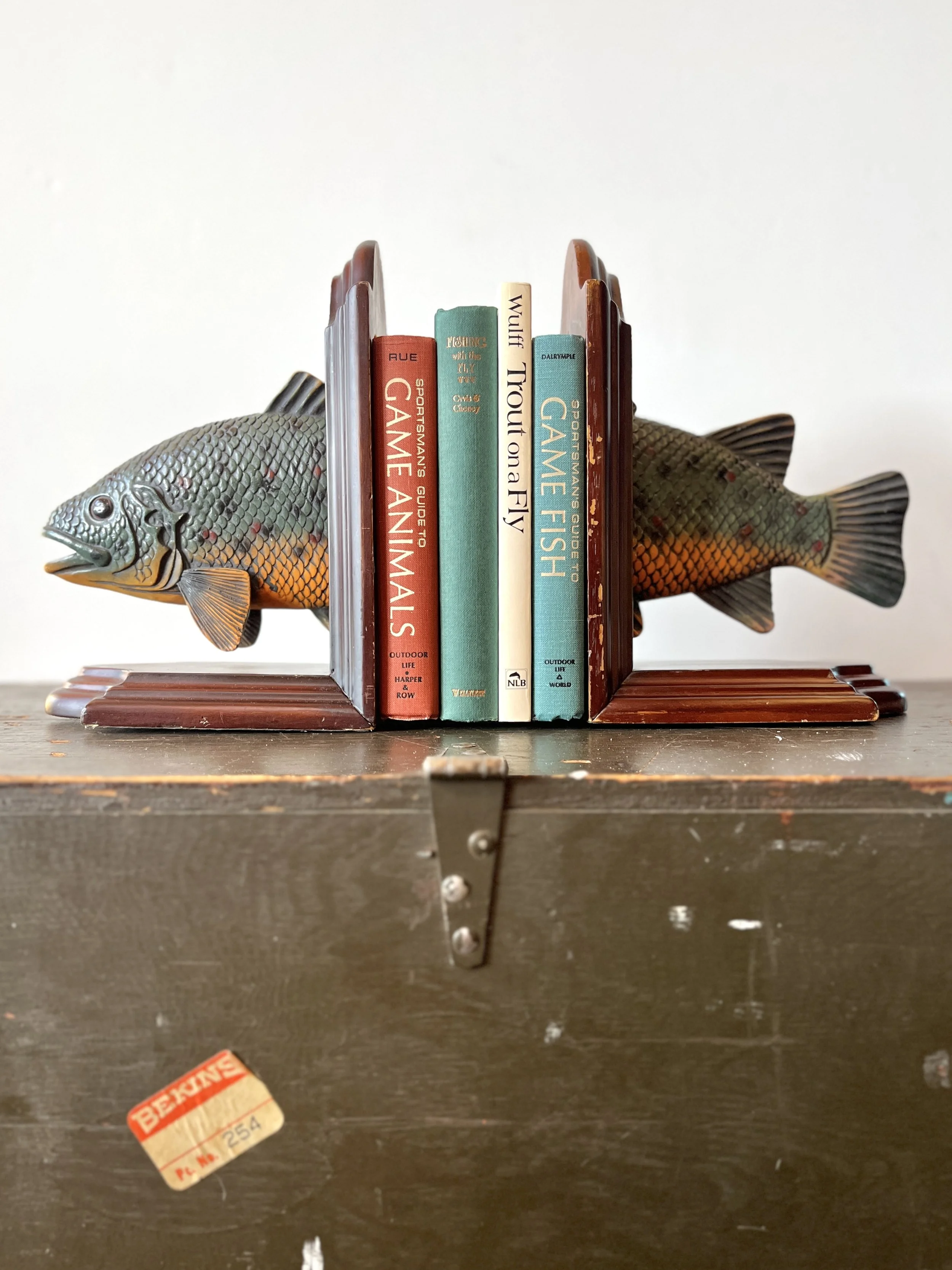 Vintage Fish Trout Salmon Bookend Pair