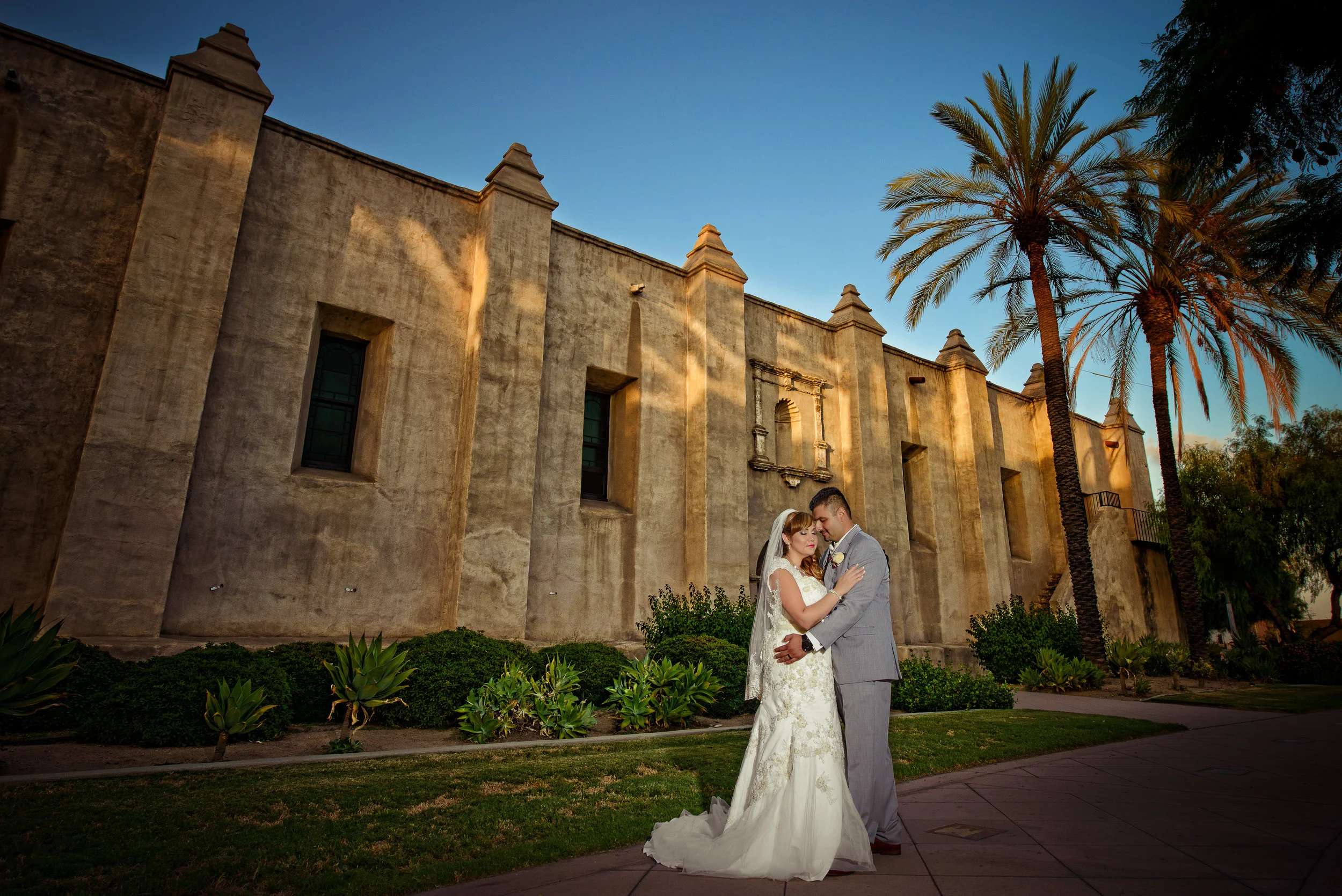 Bride And Groom At Mission San Gabriel
