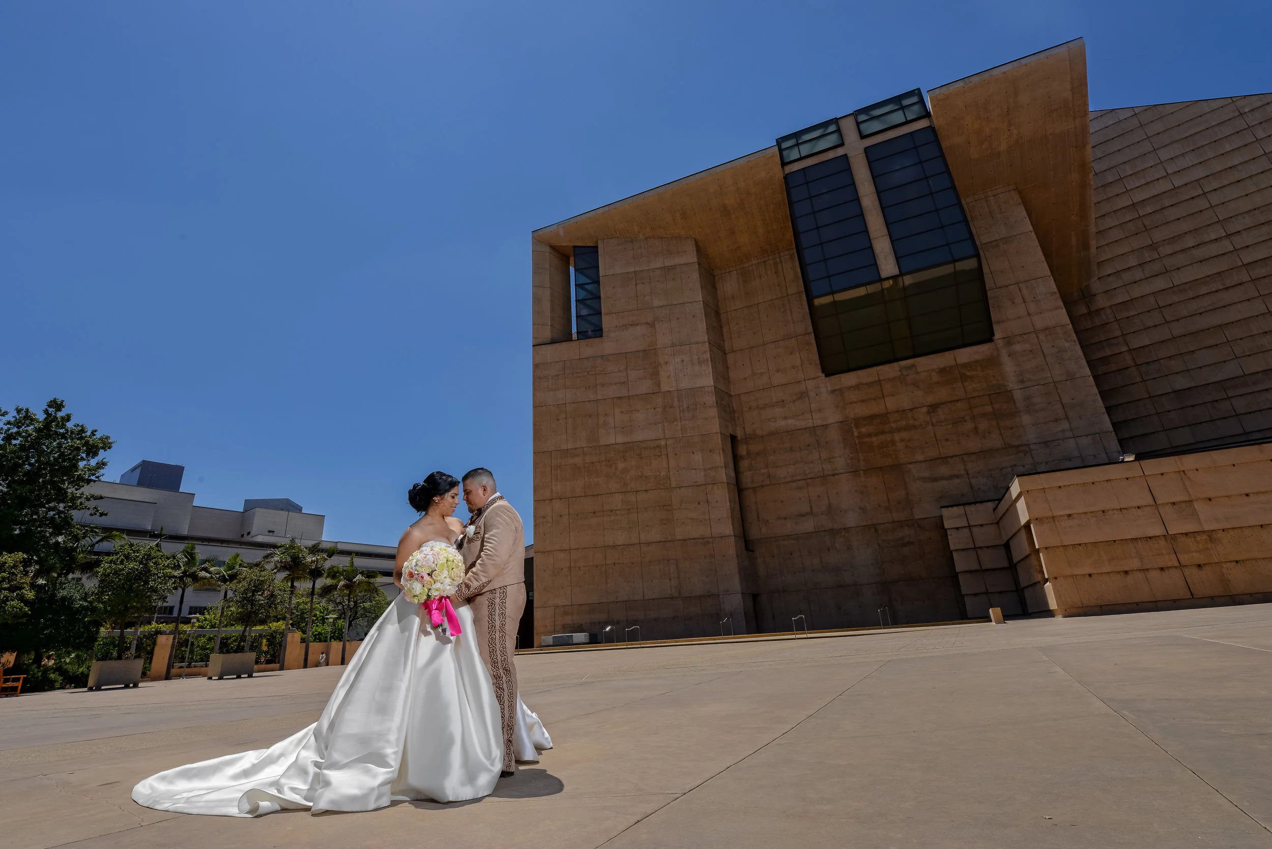 Bride And Groom at Cathedral In Los Angeles