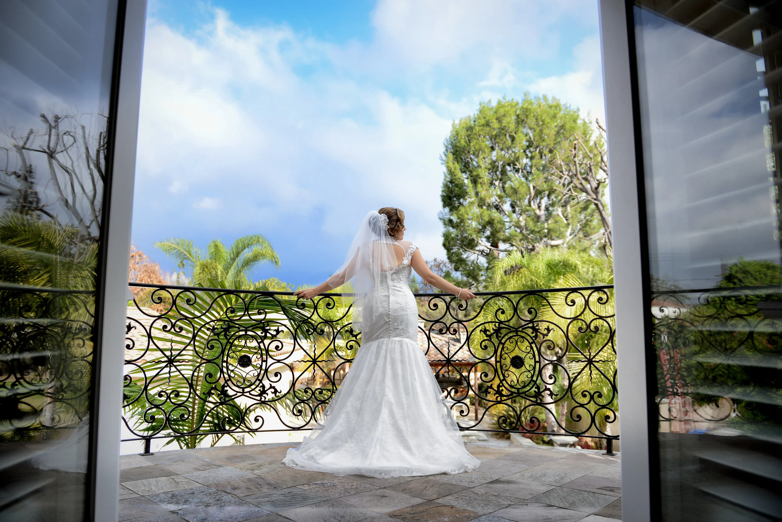 Bride At Balcony At Beverly Hills Estate