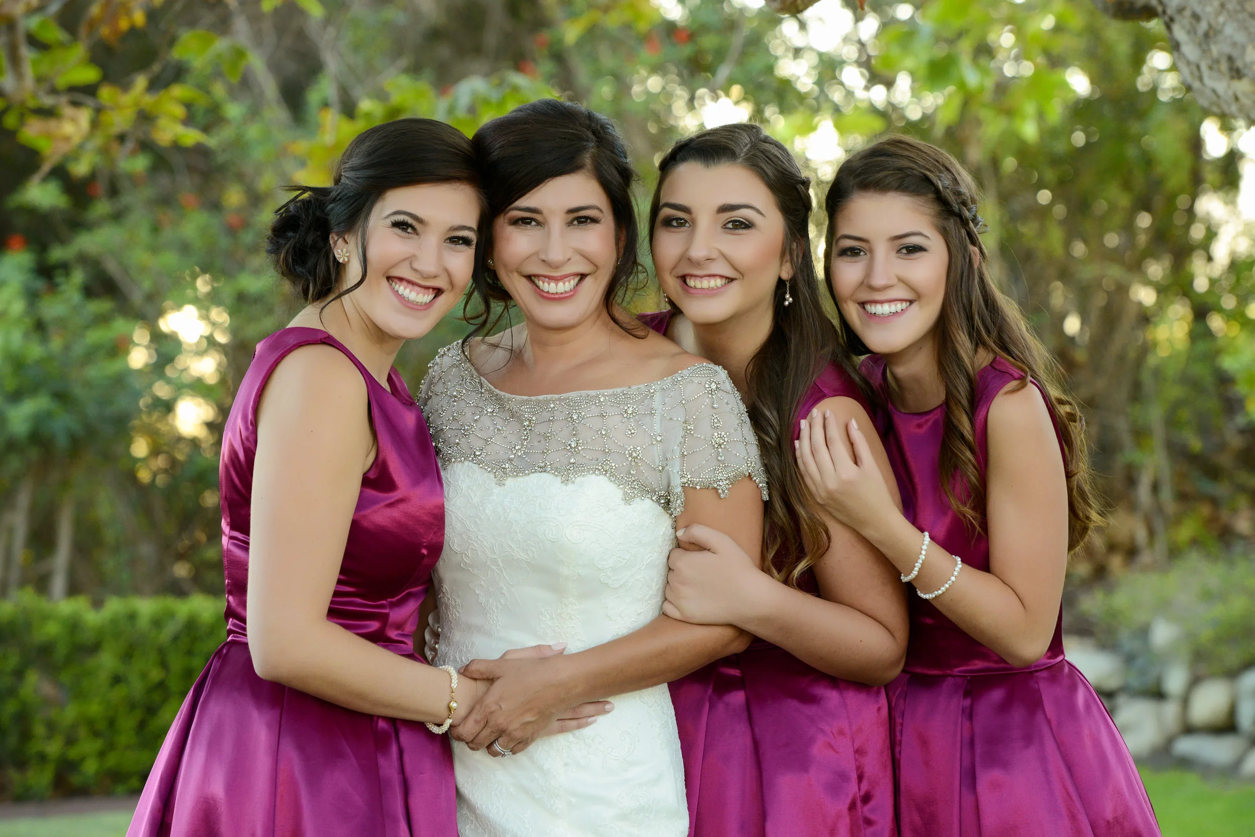 Bride And Bridesmaids At Adamson House In Malibu Beach