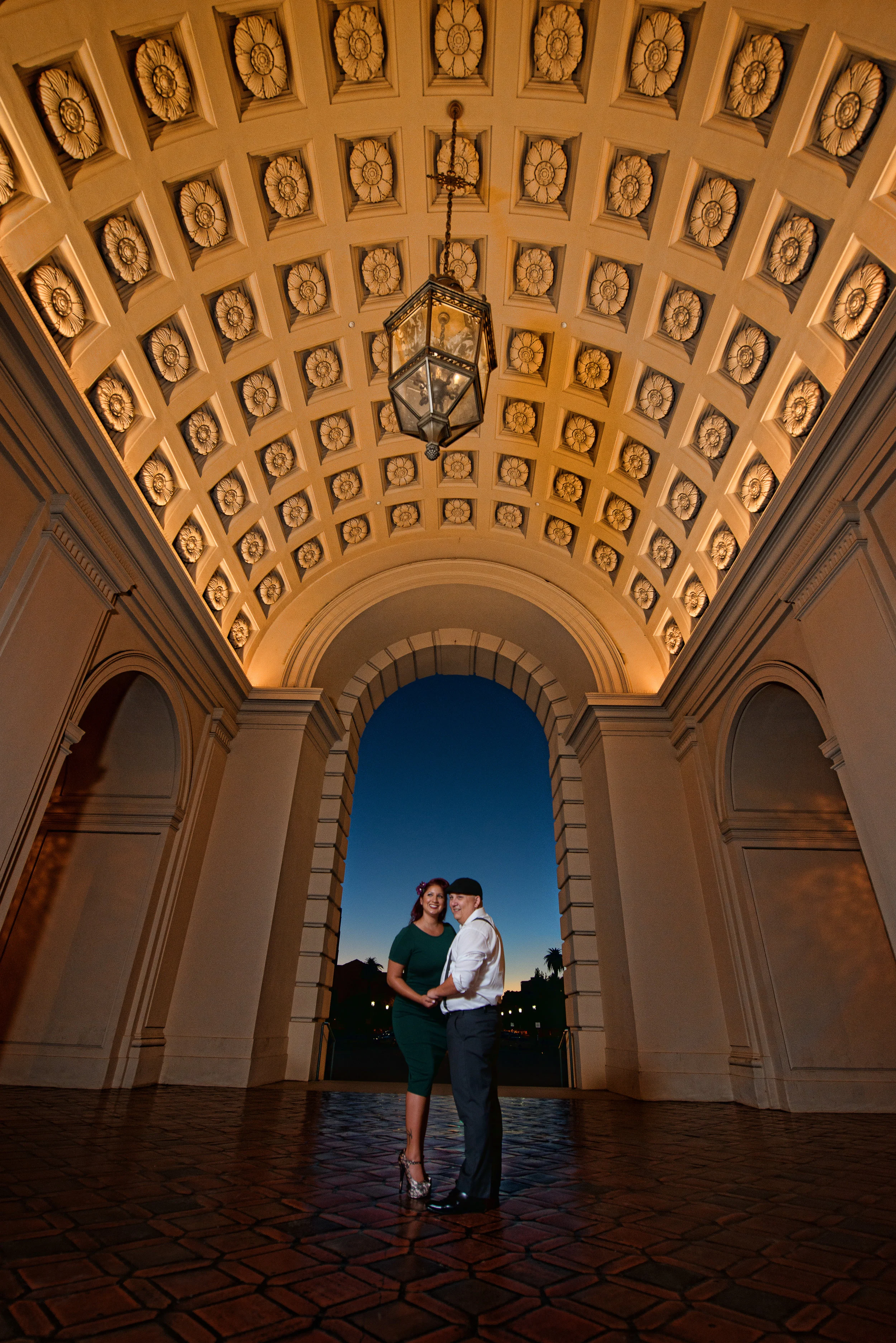Engagement Couple At Pasadena City Hall At Twilight