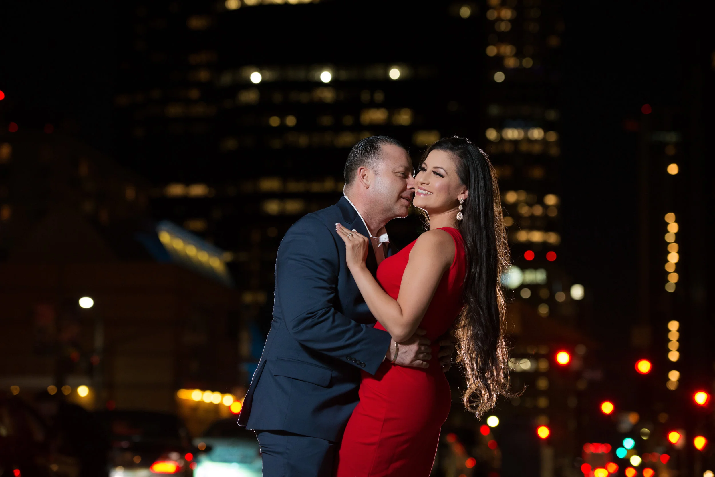 Night Engagement With Skyline in DTLA Los Angeles