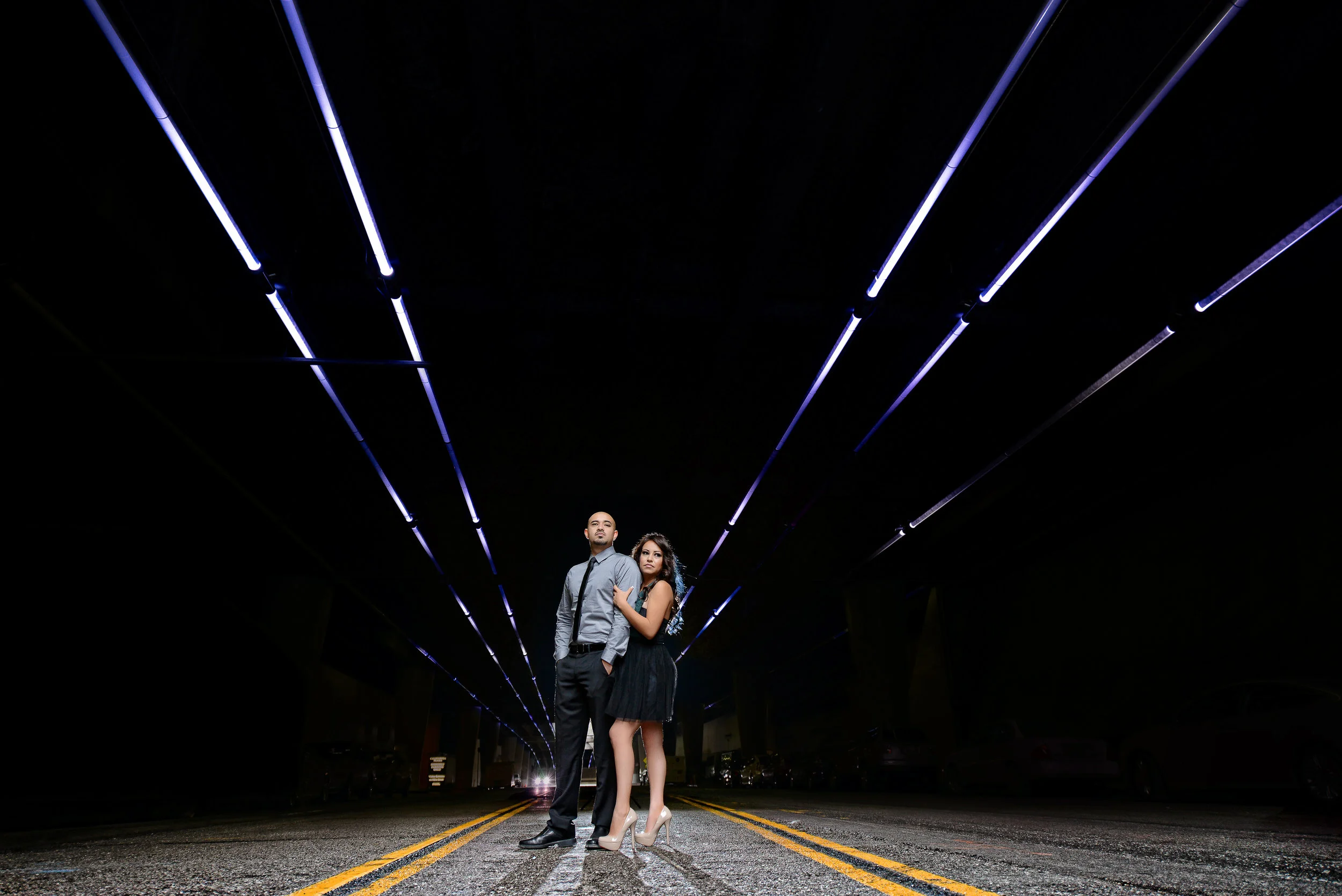 Engagement in Los Angeles DTLA with Leading Lines