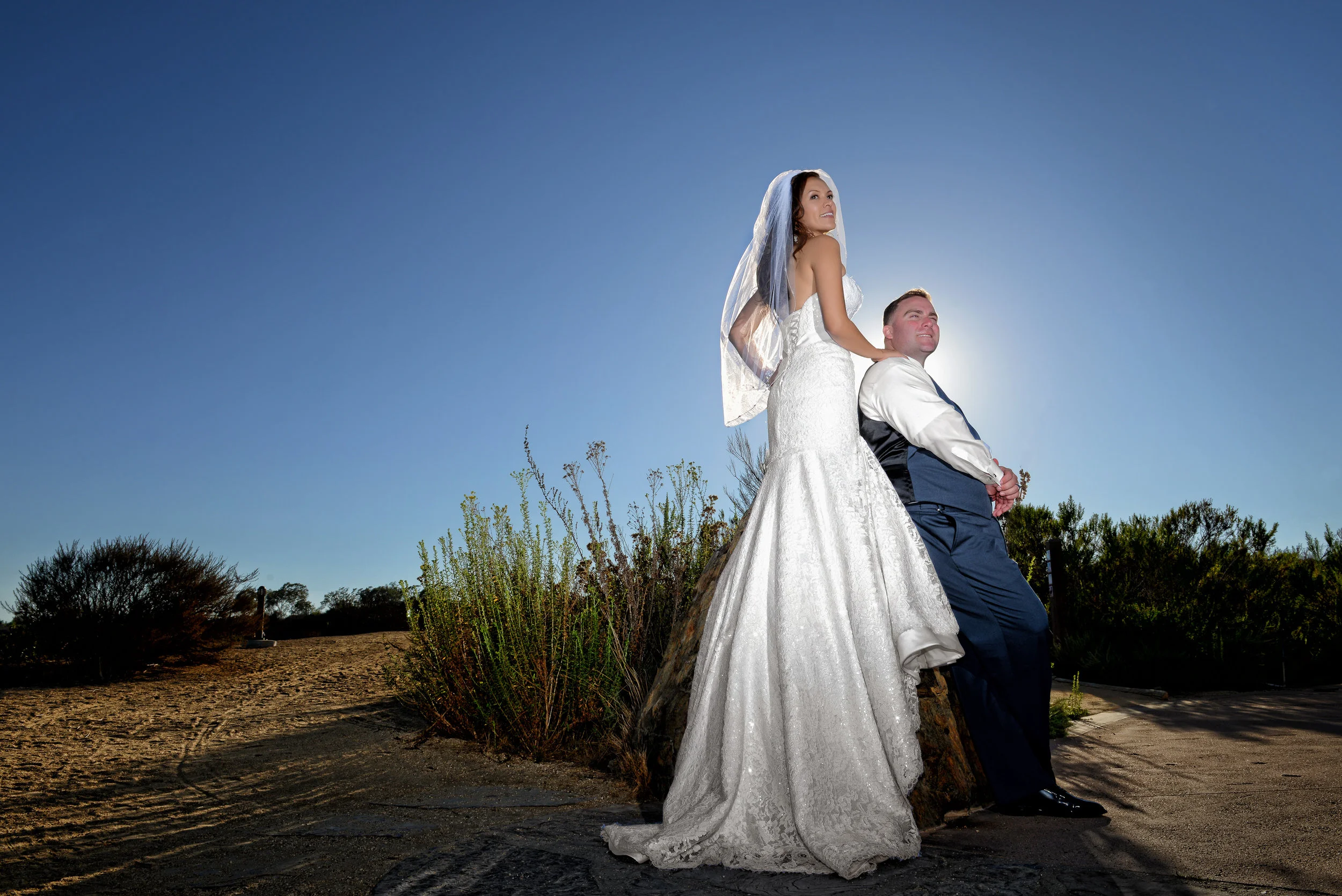Bride And Groom At Interpretive Center In Newport Beach