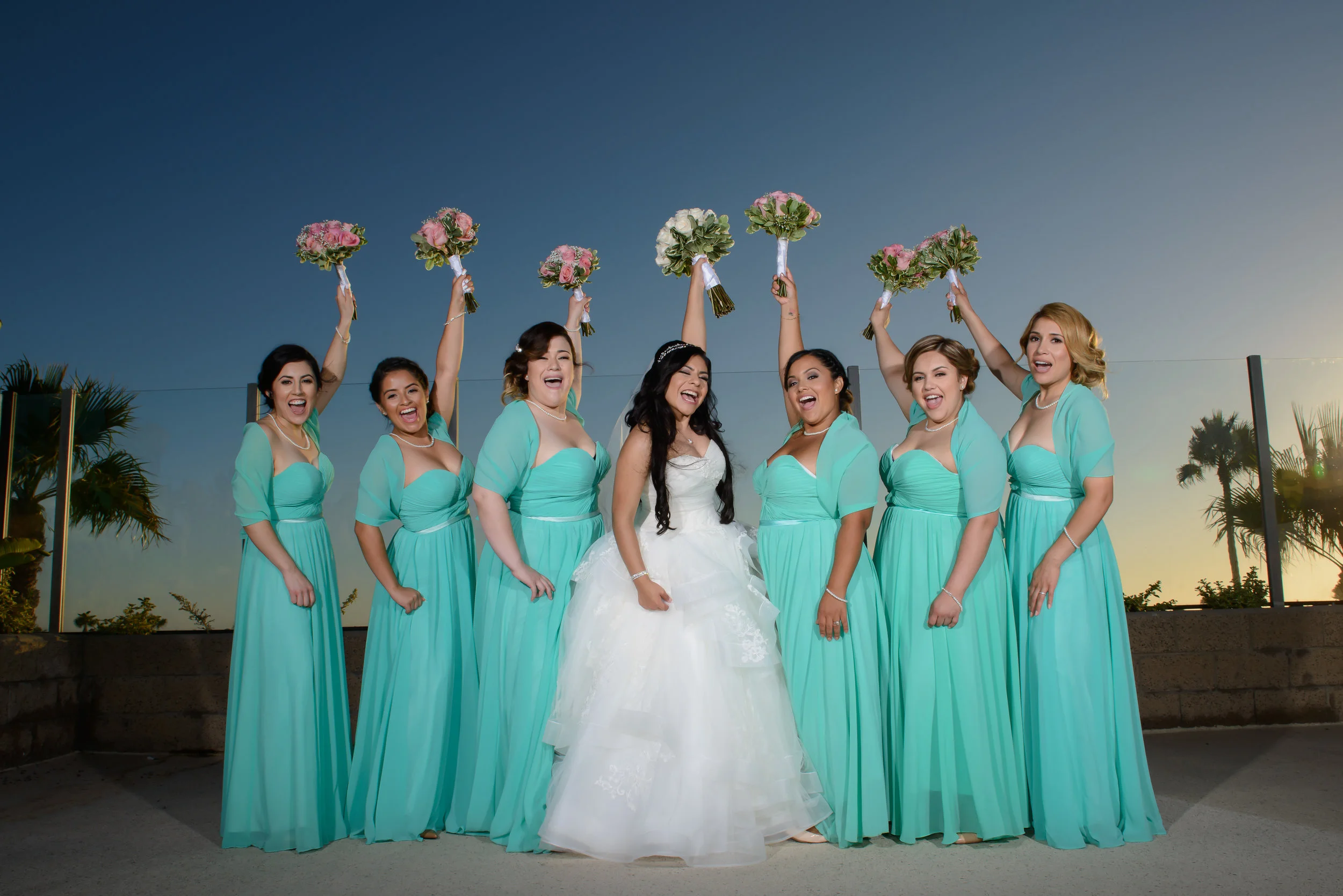 Bridesmaids With Bouquets At Crowne Plaza Redondo Beach