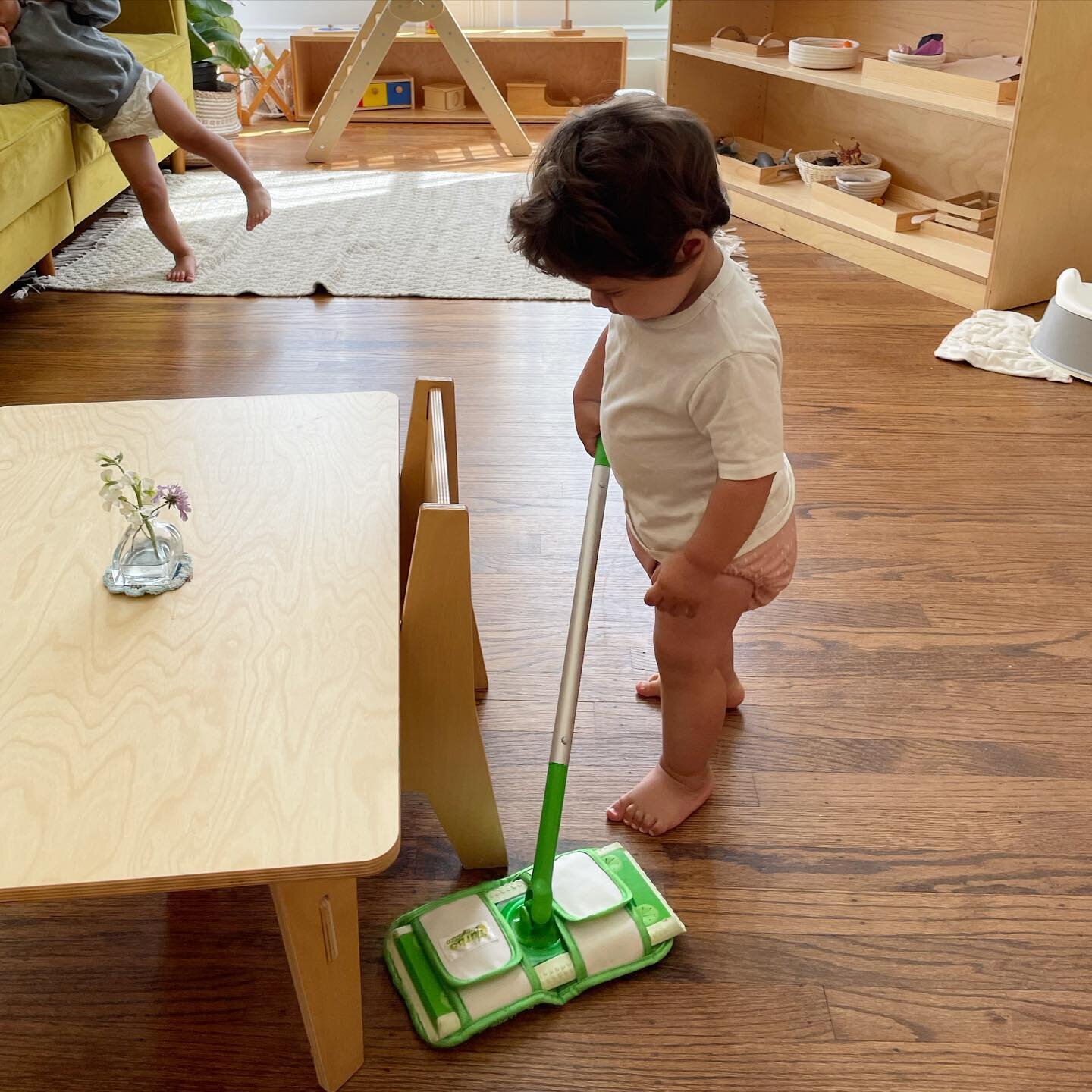 13 months old mopping the floor🧹

Today we captured this 13-month-old child were mopping the floor while the assistant guide was closing the classroom. 

Children are naturally driven to learn how to maintain their environments because they constant