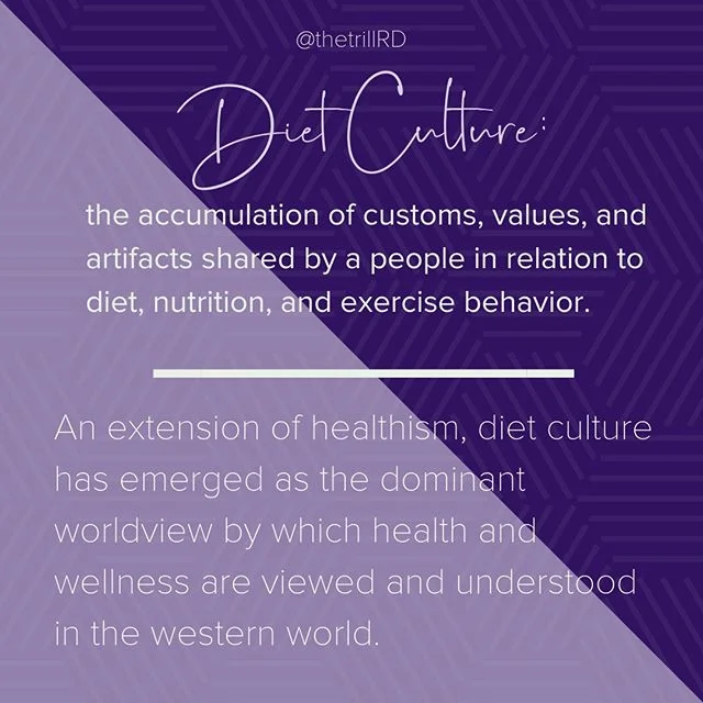 Customs:⁣⁣
▪️Counting calories, points, or macros⁣⁣
▪️Eliminating food groups such as carbohydrate or fat (includes lifestyle diets such as Whole 30 and Paleo)⁣⁣
▪️Intermittent fasting, juicing for weight loss, laxative tea / flat tummy teas⁣⁣
▪️Not 