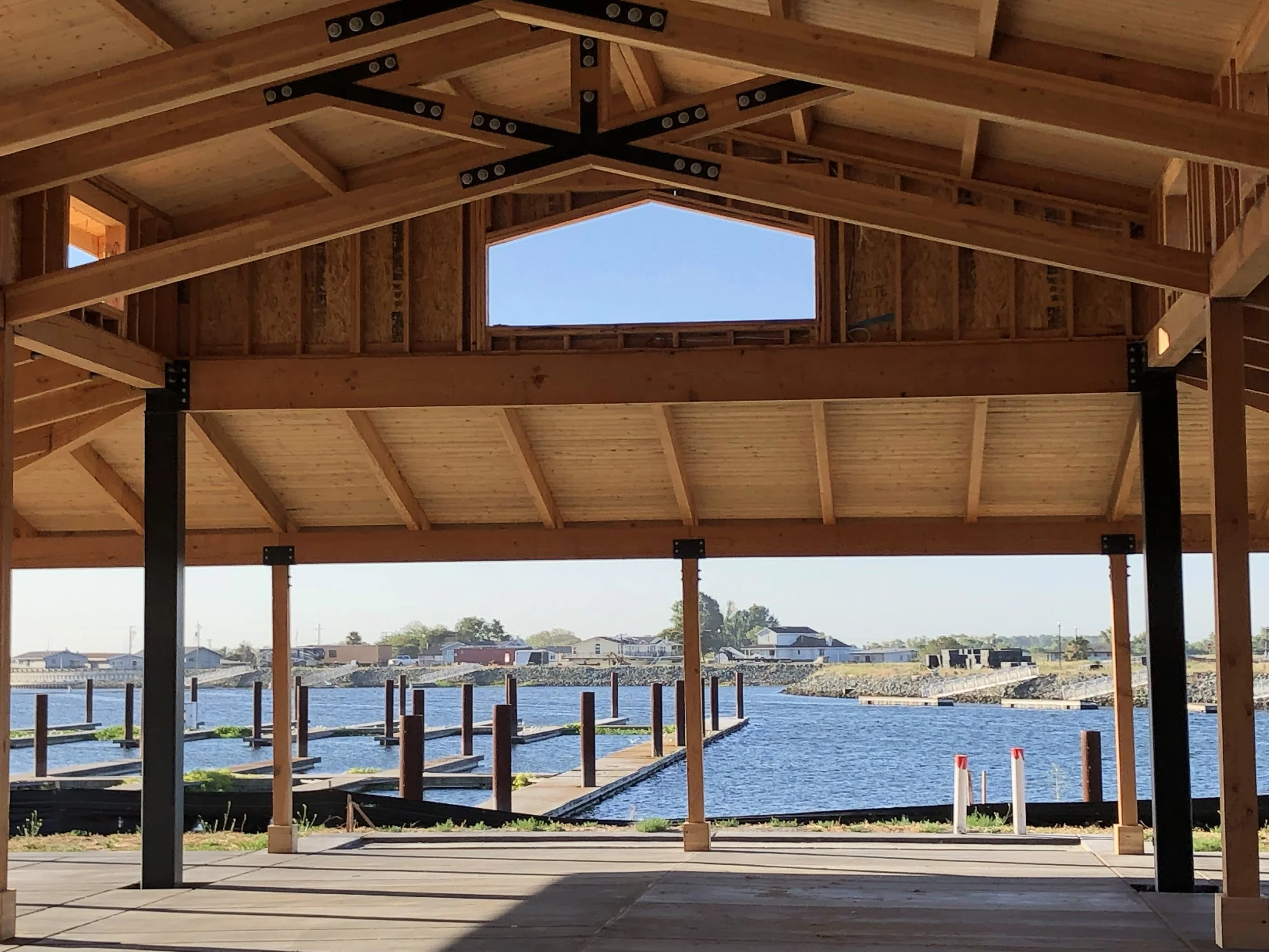 A waterfront yoga studio- just one of the many gathering places currently underway at Delta Coves.