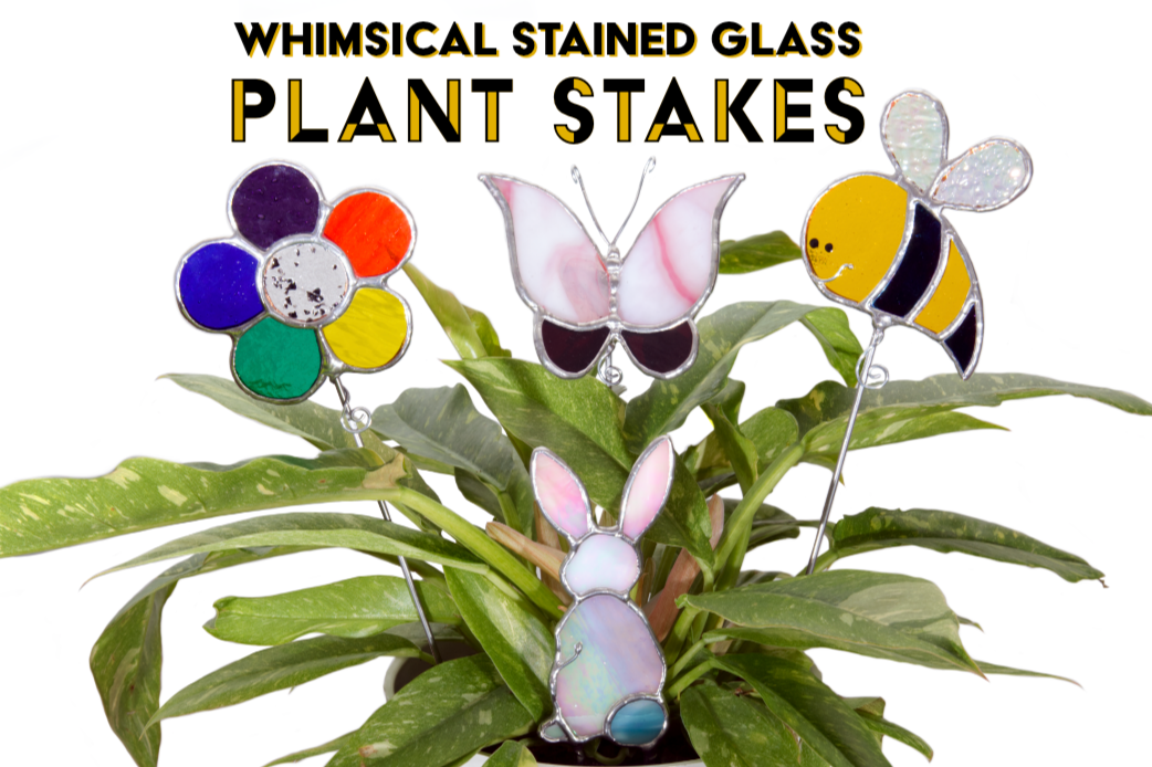 Whimsical Stained Glass Plant Stakes