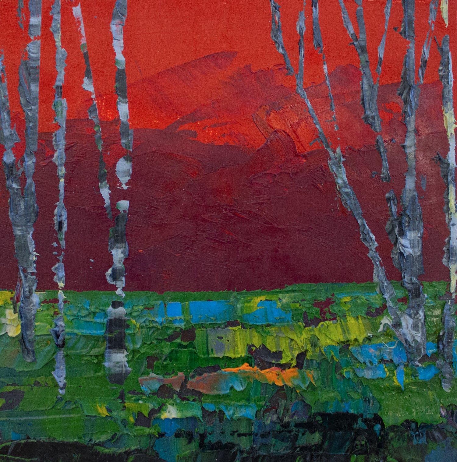 Birch Trees at Sunset (Red 4 x 4).jpg