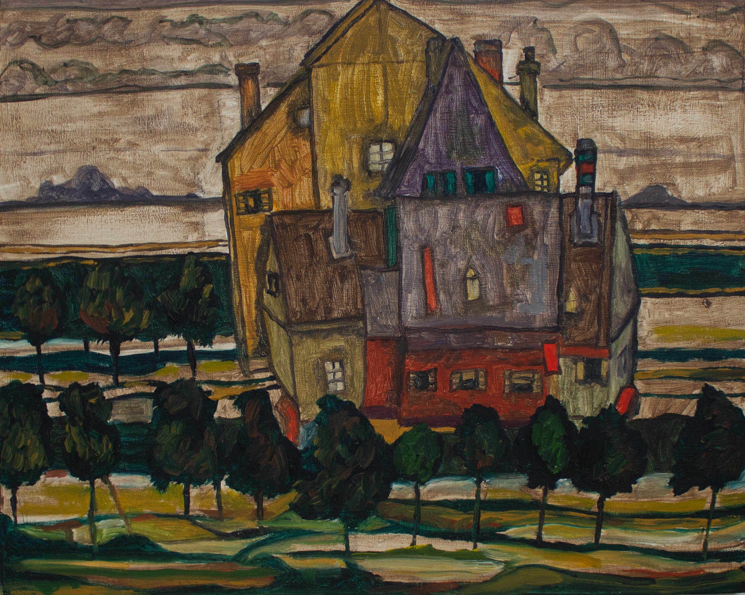 My study of "Einzelne Häuser" by Egon Schiele