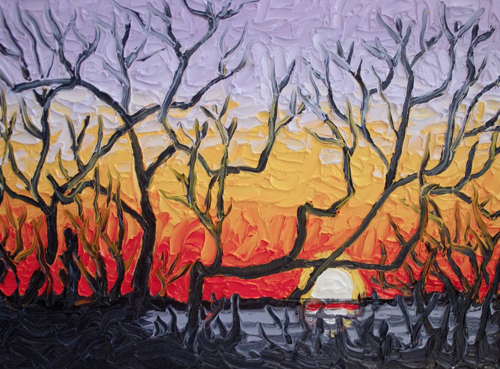 Sunset over Jamaica Bay (5 x 7 inches)