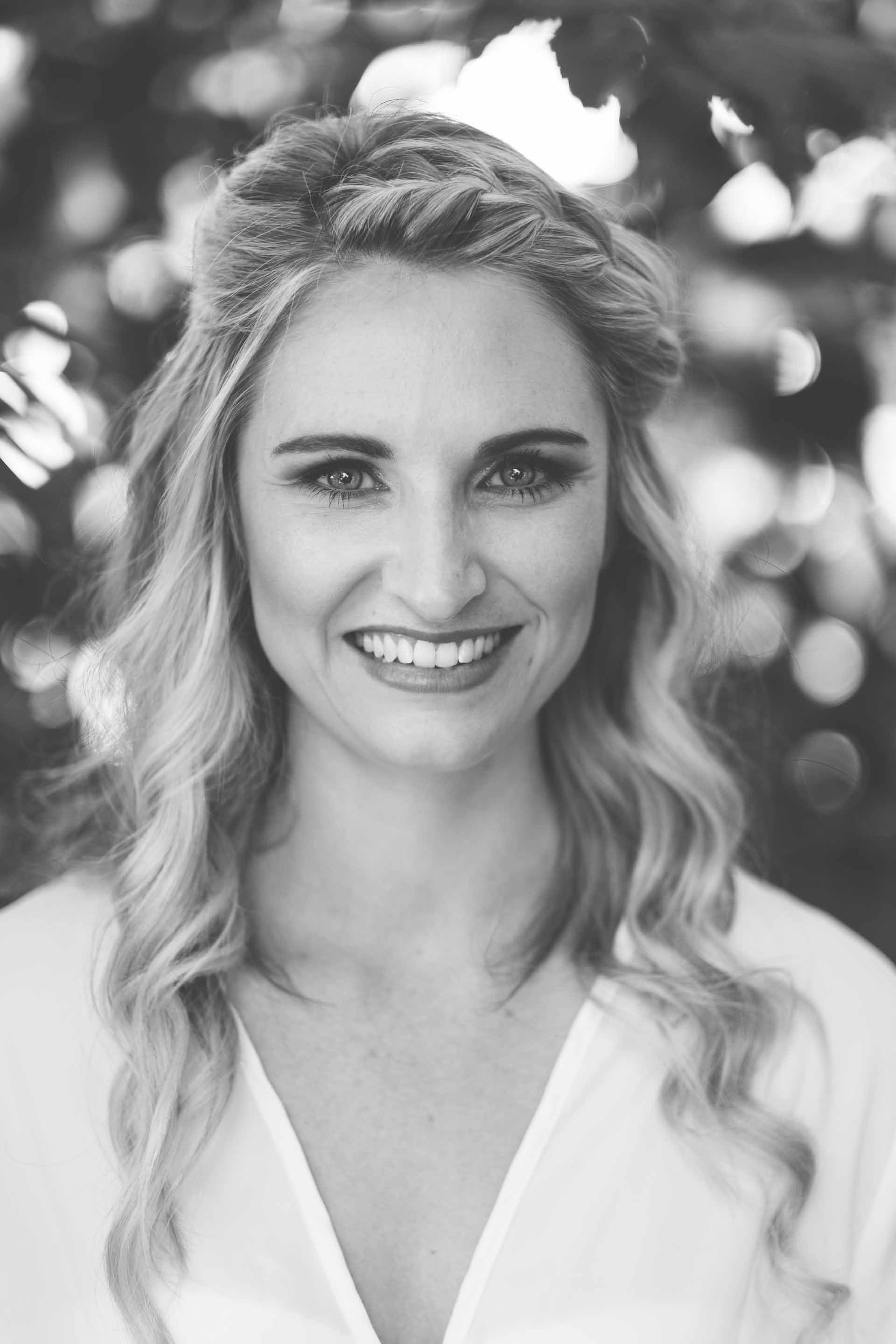 a close up portrait of the bride her her bridal robe in black &amp; white