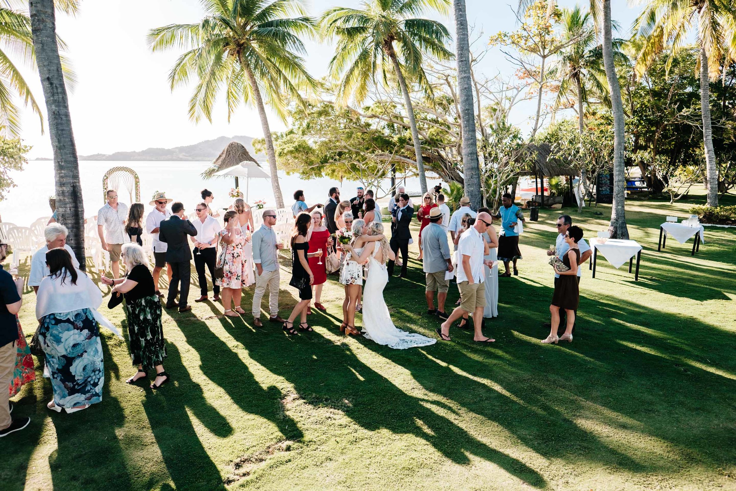 guests congratulate the newlyweds