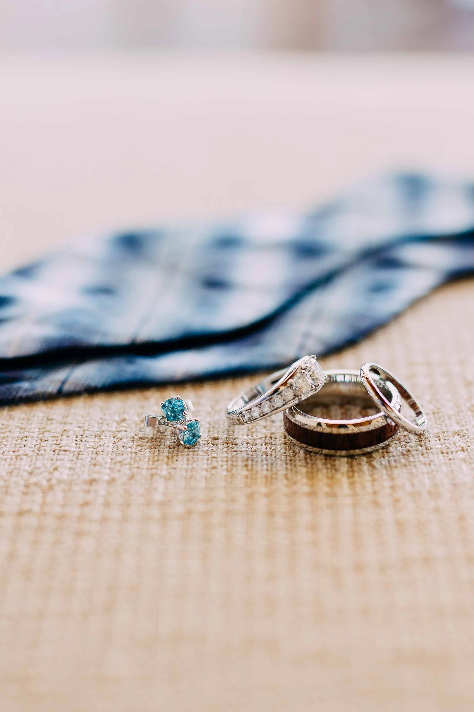 Wedding rings and the Groom's Tie lay ready for the big day at Royal Davui