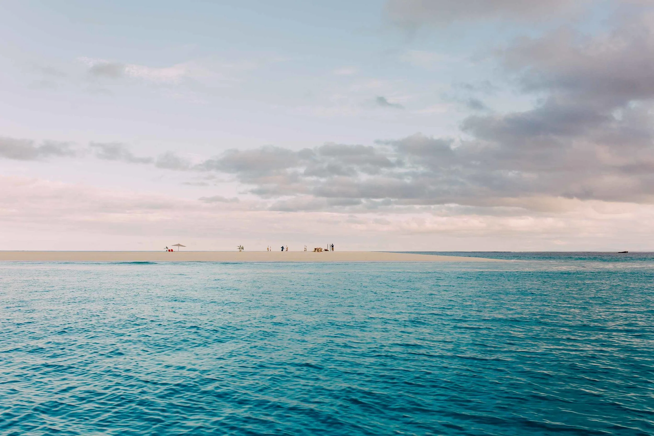 Approaching the sand quay near Royal Davui all set up for the eloping couple.