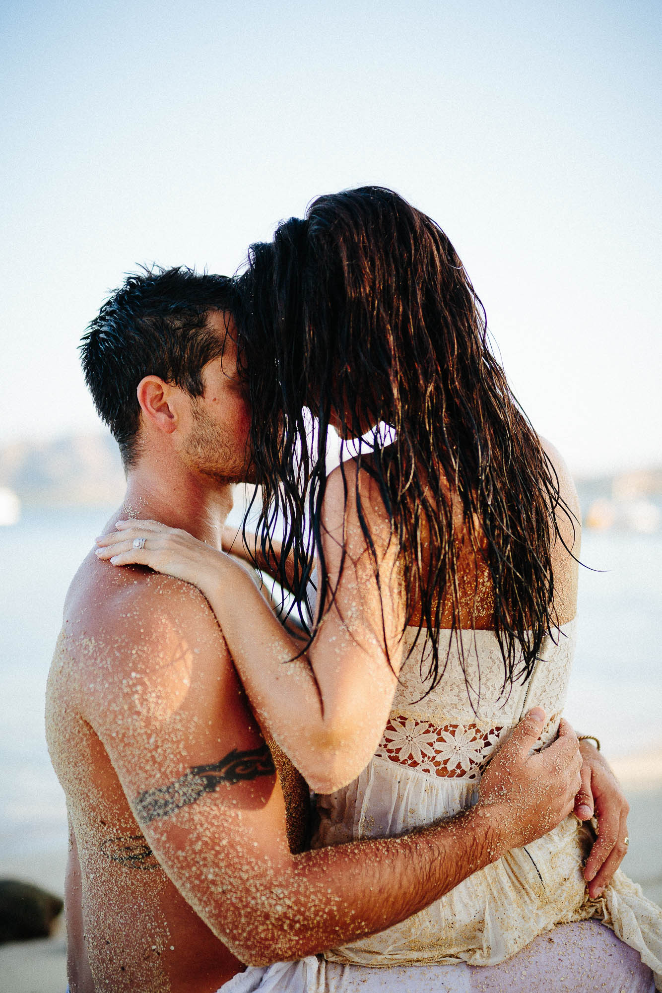 bride and groom on the rocks