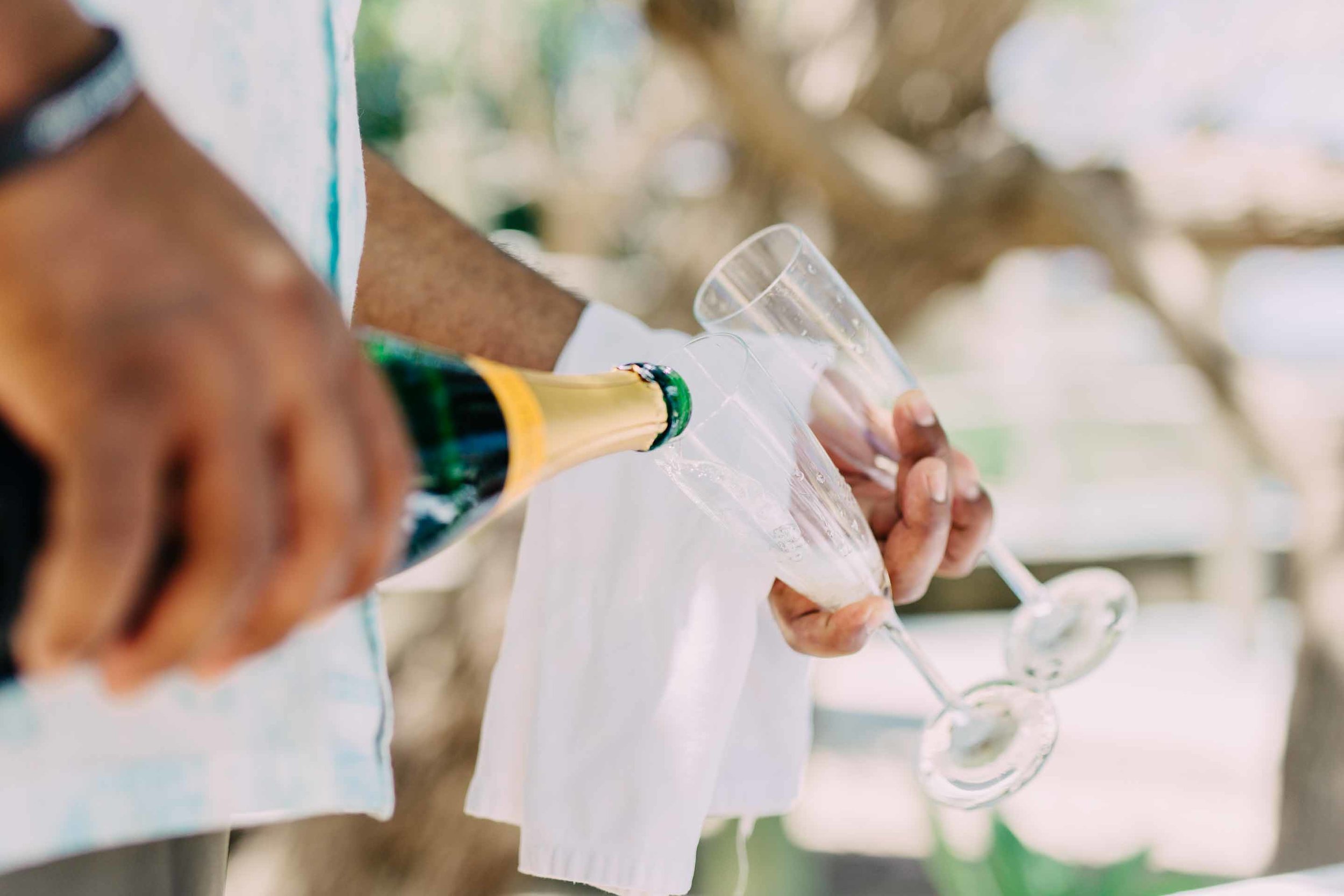 the Veuve Clicquot being poured