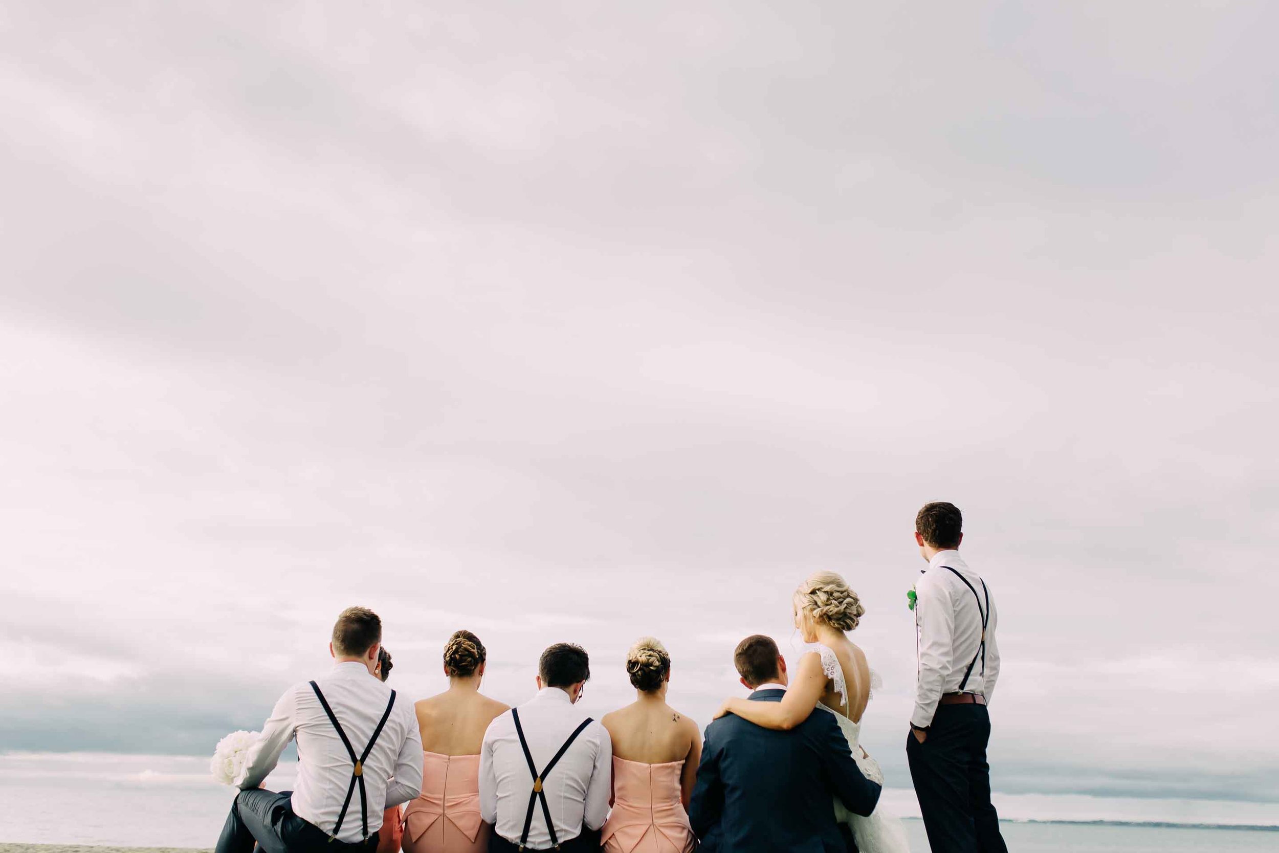 Bridal party admire the ocean vista at the Hilton Fiji.