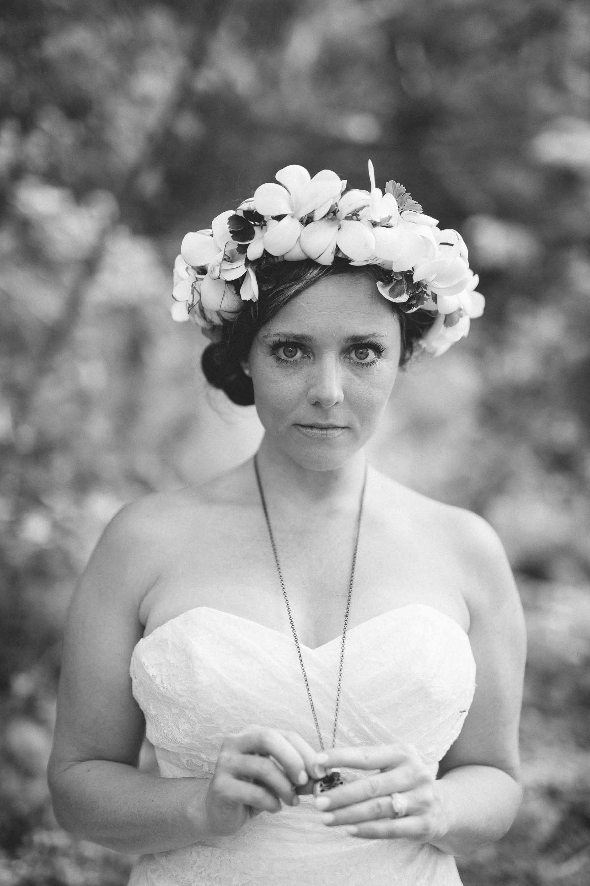 a black and white portrait of the bride
