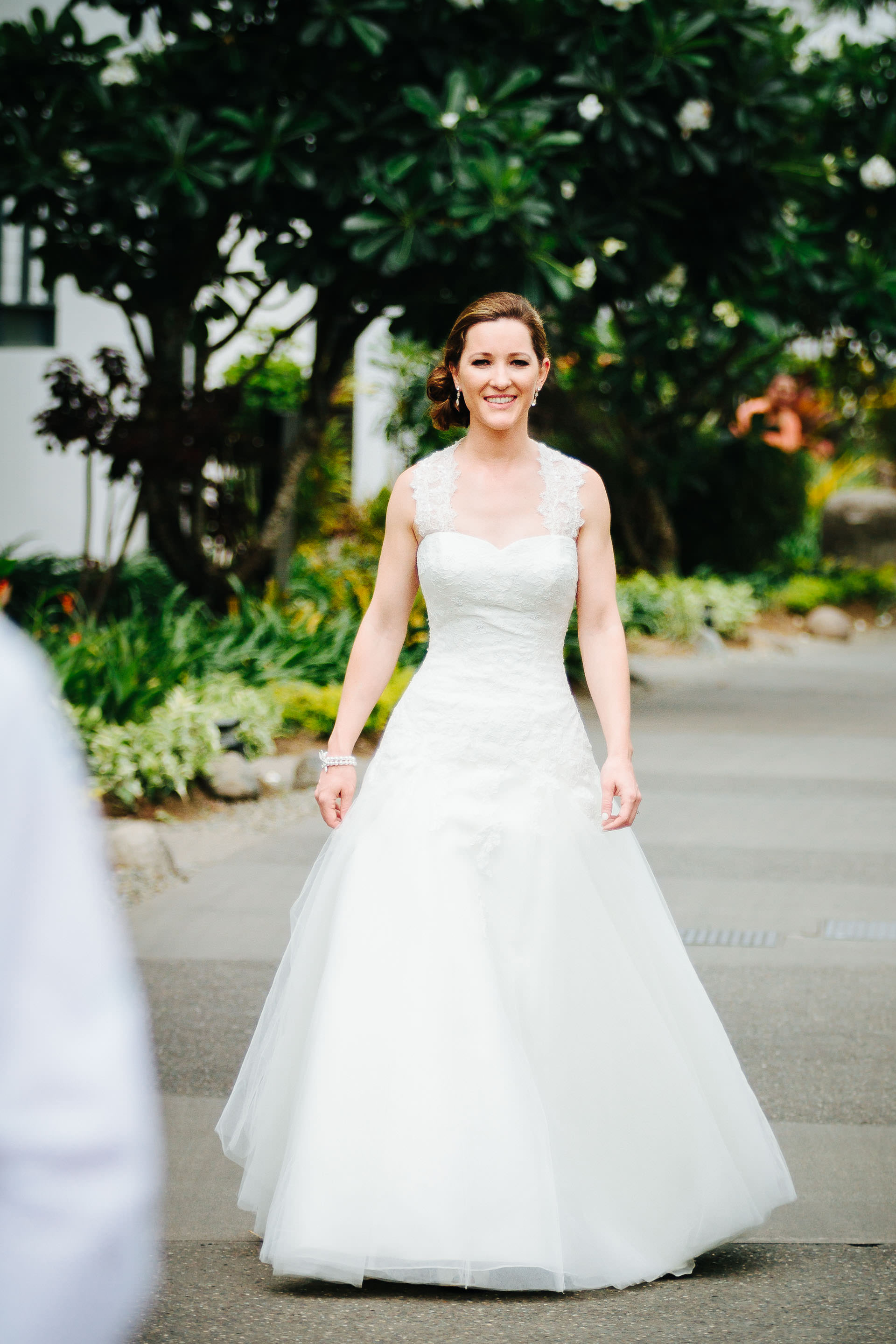 The bride walking up to groom for the first look