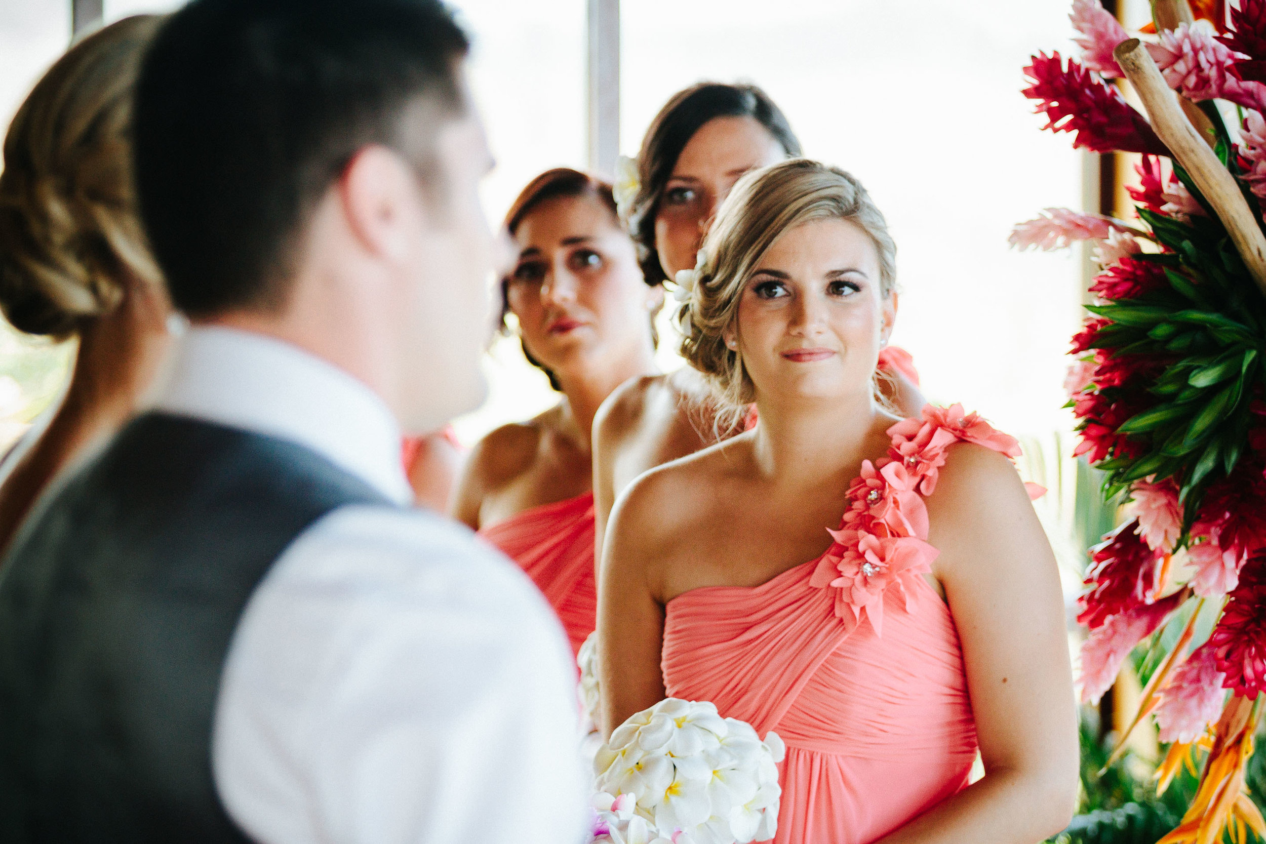 maid of honor watching the exchange of vows