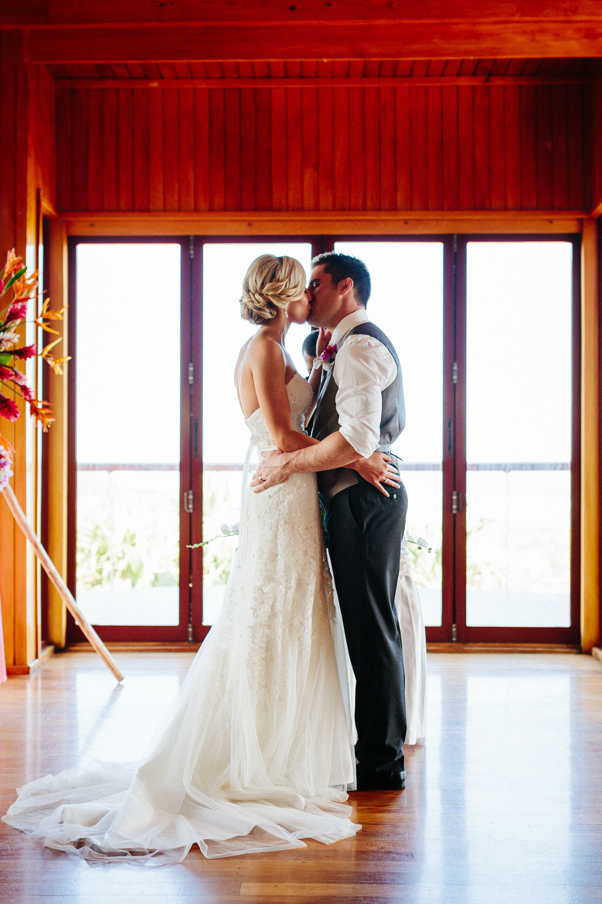 First kiss for the couple married in Fiji