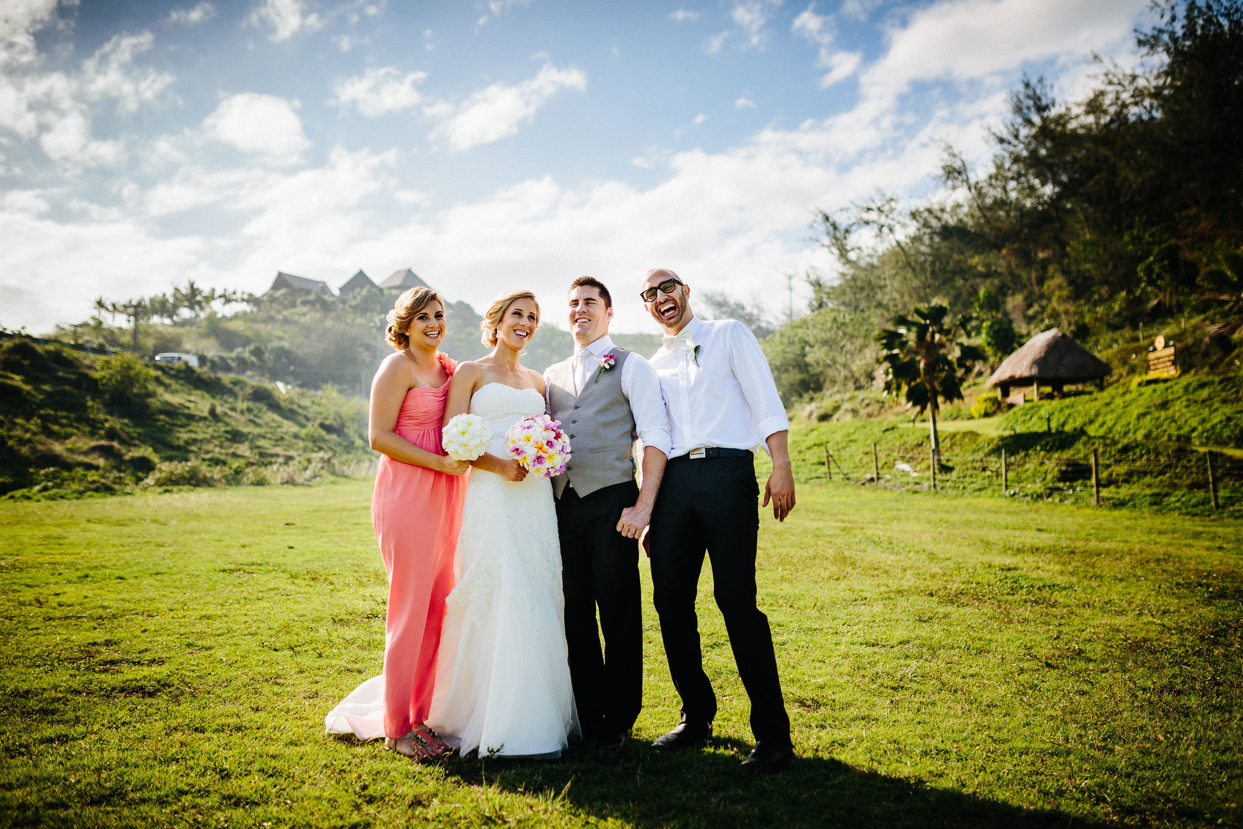 the couple with maid of honour and best man