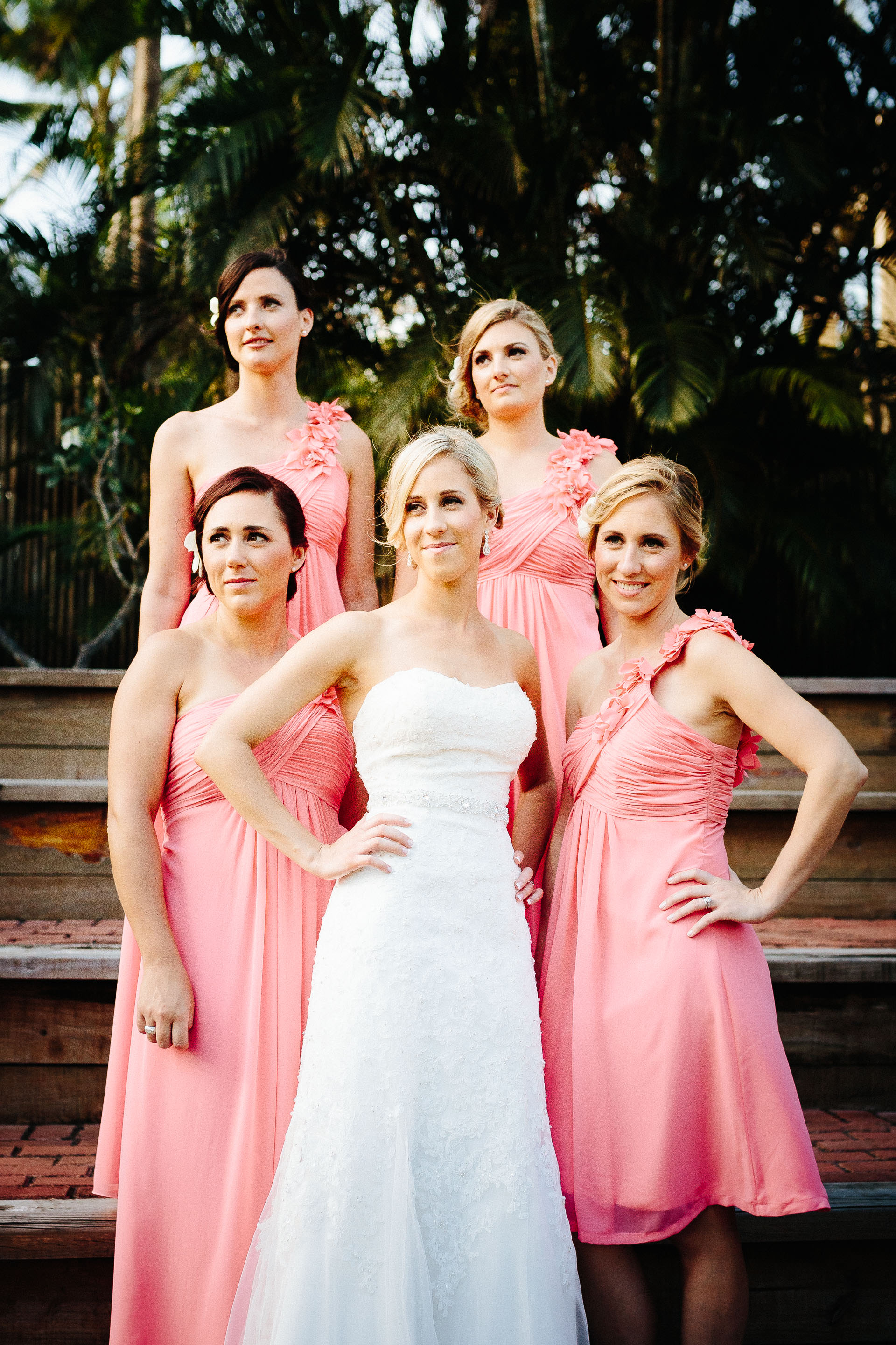 bride and bridesmaids posing for a photo