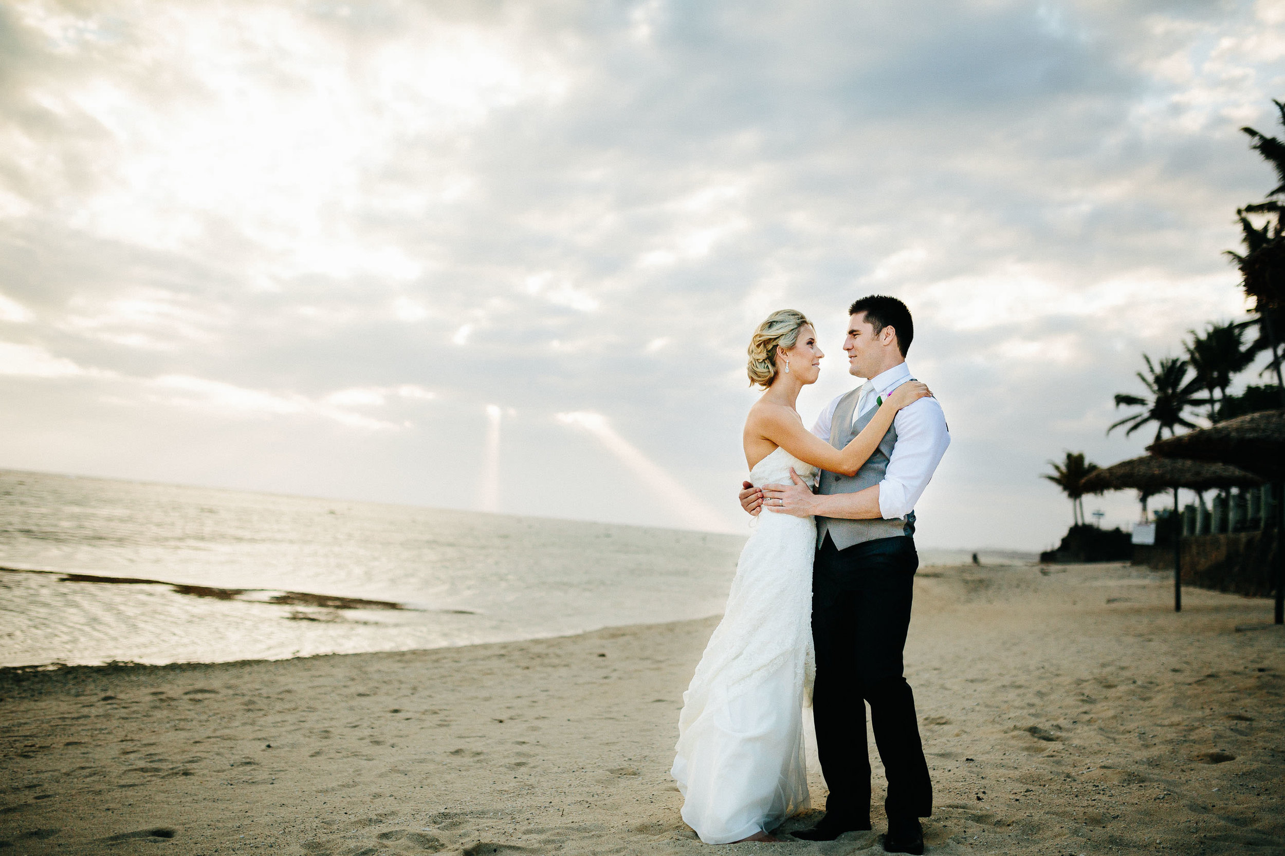 bride and groom on the beach