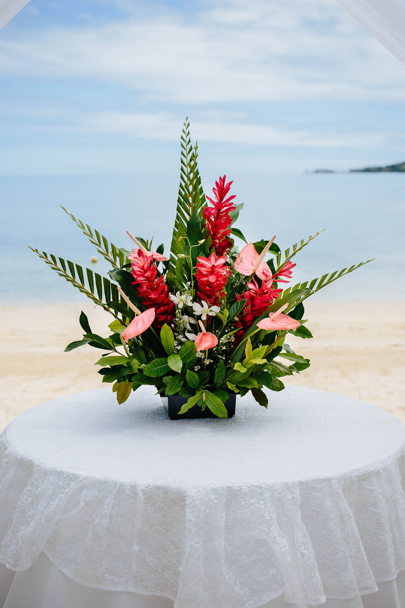 flowers at the ceremony setup