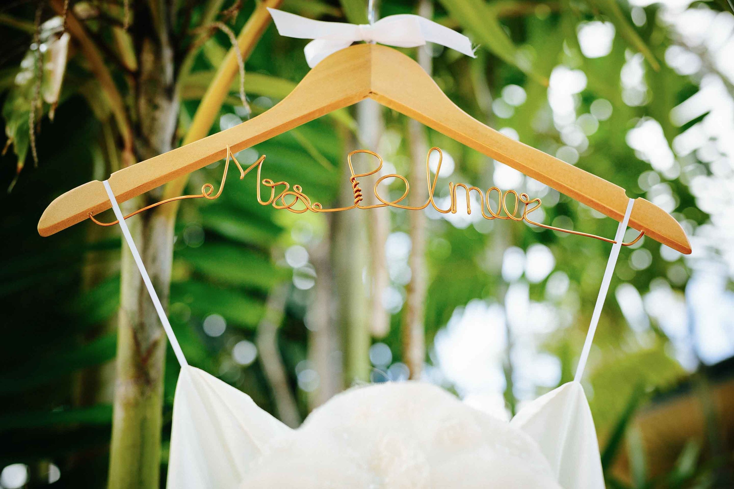 Bespoke hanger withe the brides name