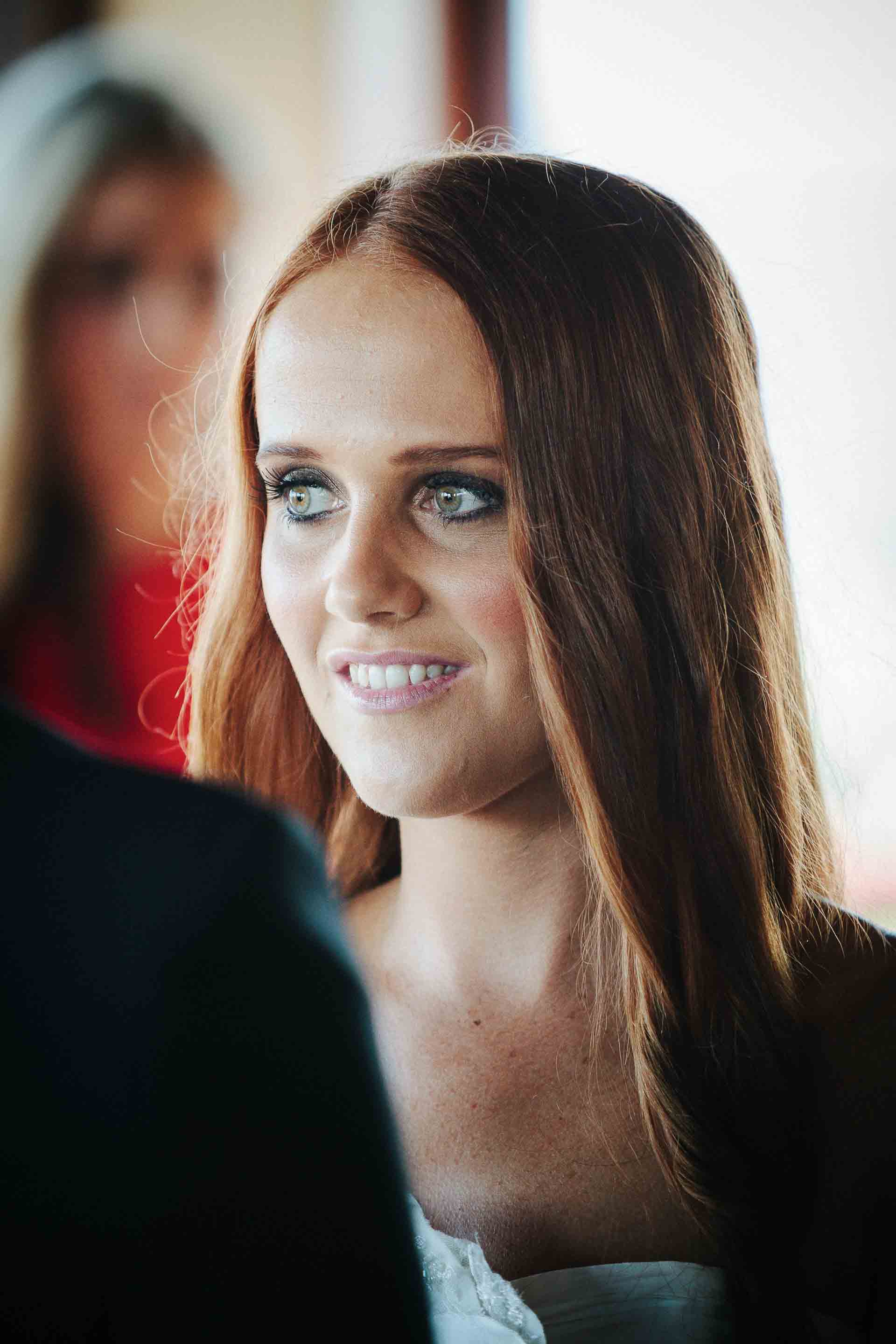 closeup of the bride during the cermony