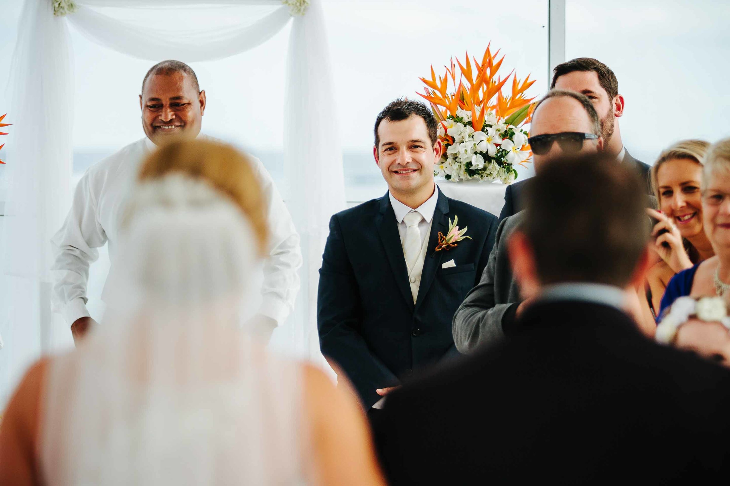 groom seeing bride for the first time
