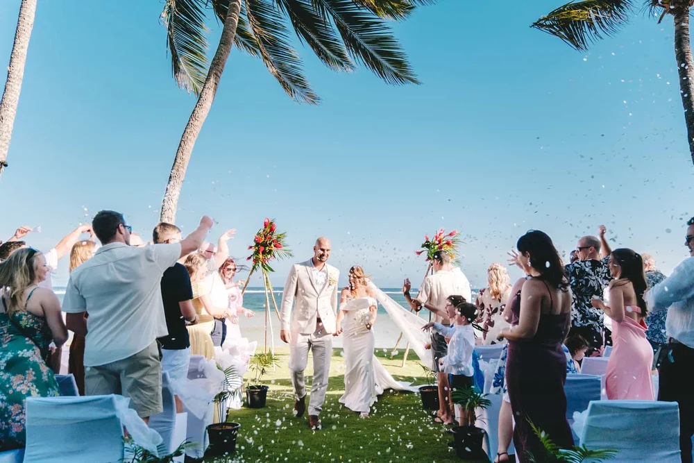 Morgan and Nick's Reef Lawn Wedding at Outrigger Fiji Beach Resort